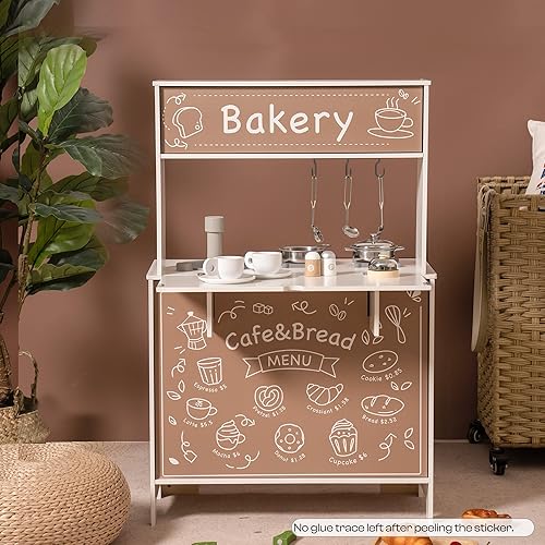 Miniatura 9 de ROBUD Montessori - Juego de cocina de madera para niños con temas personalizables, juguete de cocina para niños pequeños con pizarra creativa de