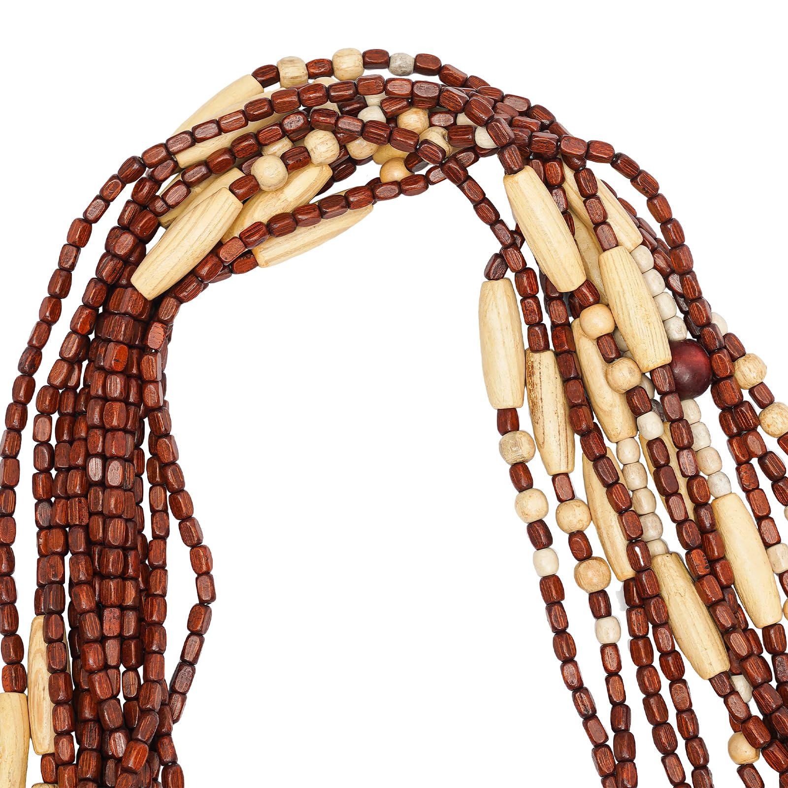 Rideau de perles en bois - 90 x 175 cm - Rideau de porte rétro en bambou - 31 lignes - Avec motif perles - Rideau de porte - Fil de coton - Beige et marron