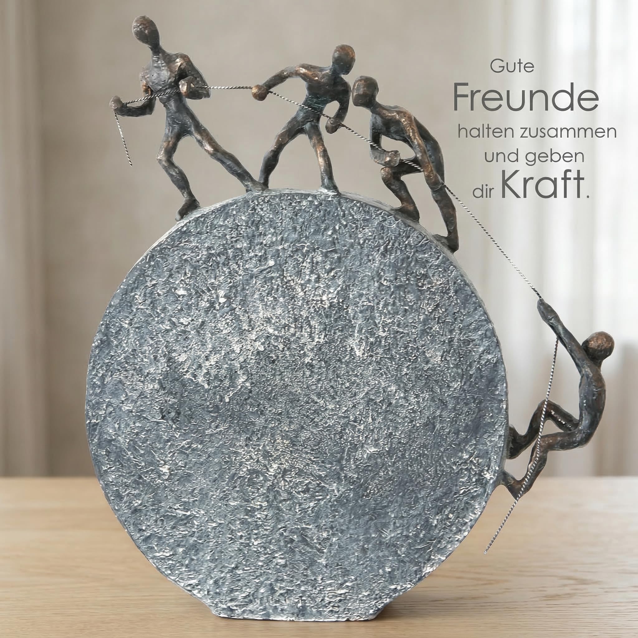 Casablanca Skulptur Lifting, Deko Figur Bronze, Grau, Kunstharz Statue Wohnzimmer, Büro Dekoration H. 35 cm x B. 29 cm - Moderne Skulpturen, Klettern, Bergsteigen