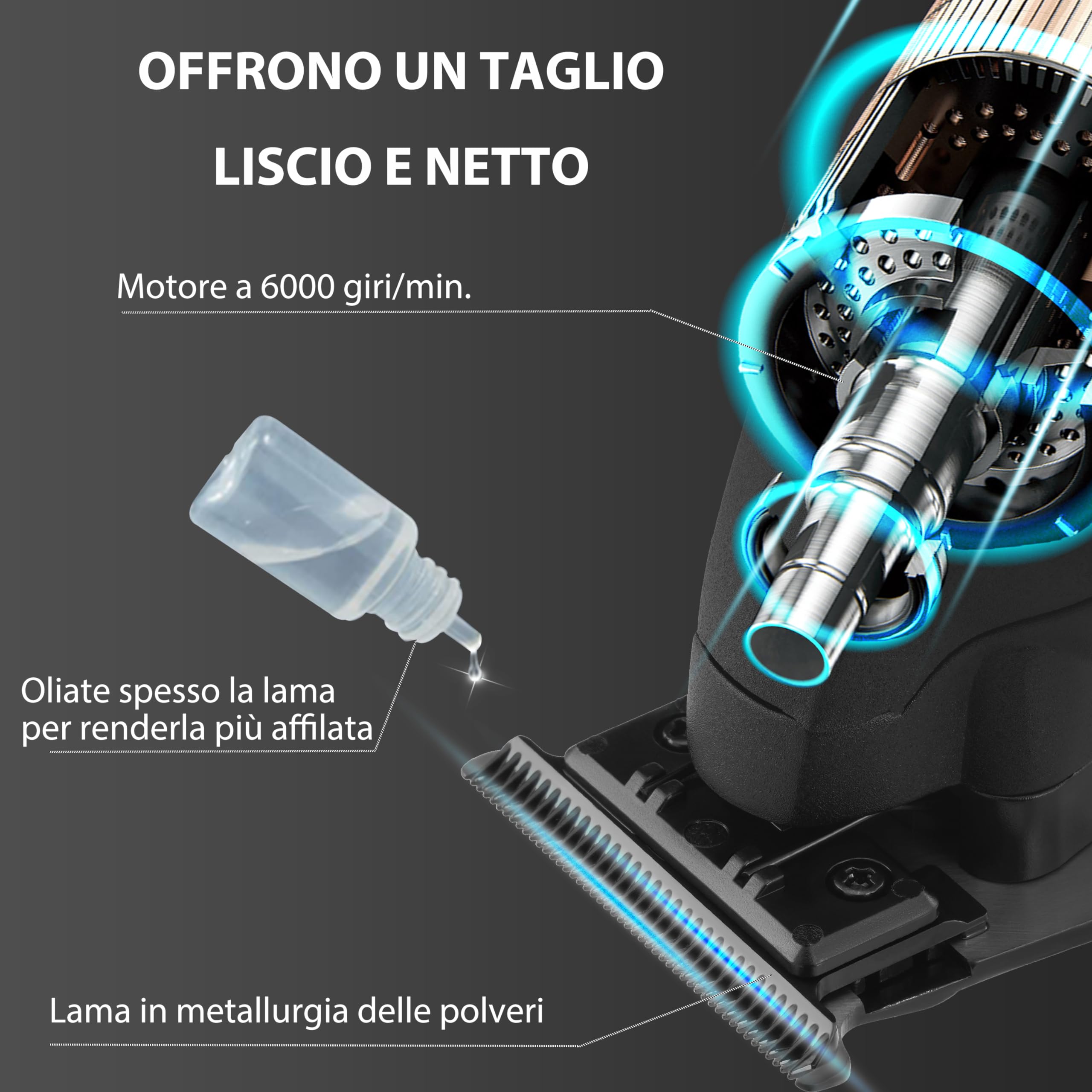 KEMEI 2293 - Tagliacapelli professionale per barbiere con lama a T, ricaricabile senza fili