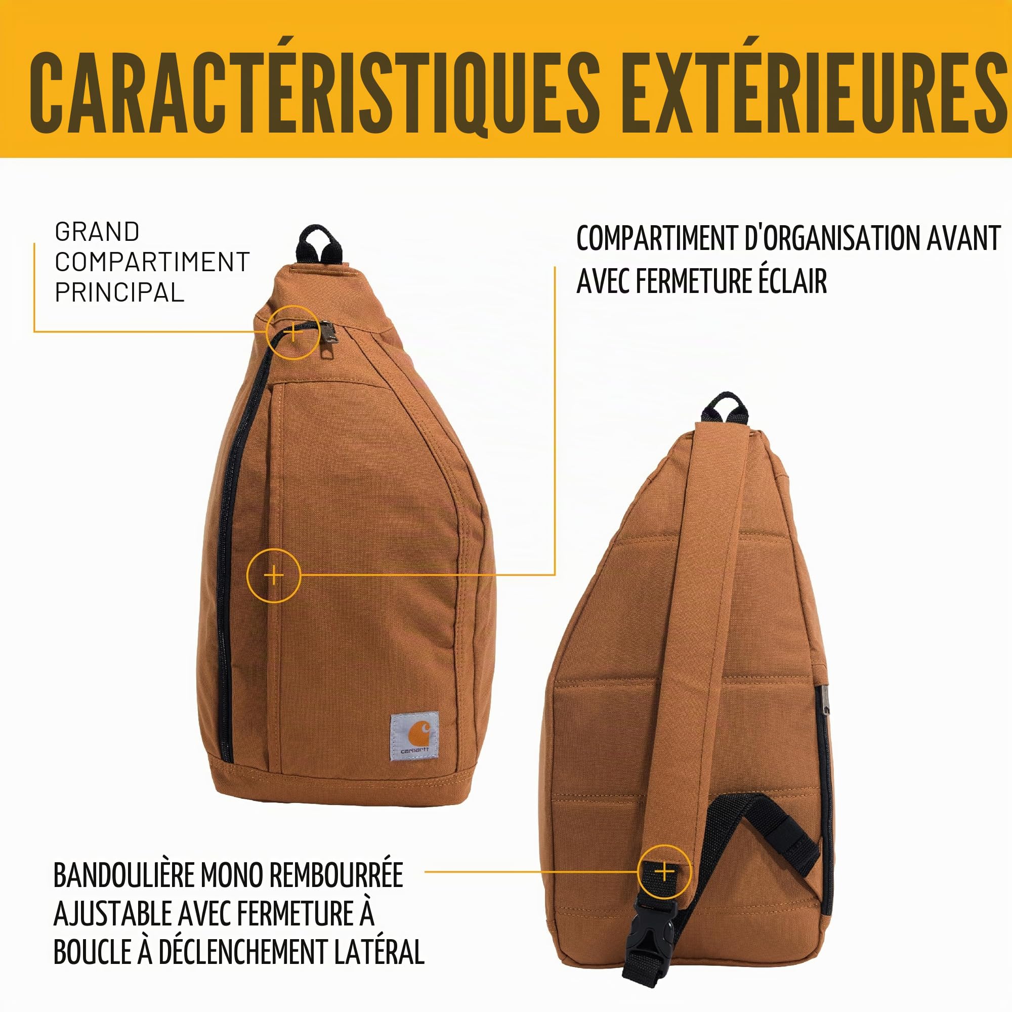 Carhartt Sling Bag, Sling Crossbody Backpack With Side Release Buckle & Tablet Sleeve Sac à dos en écharpe Mixte (lot de 1)