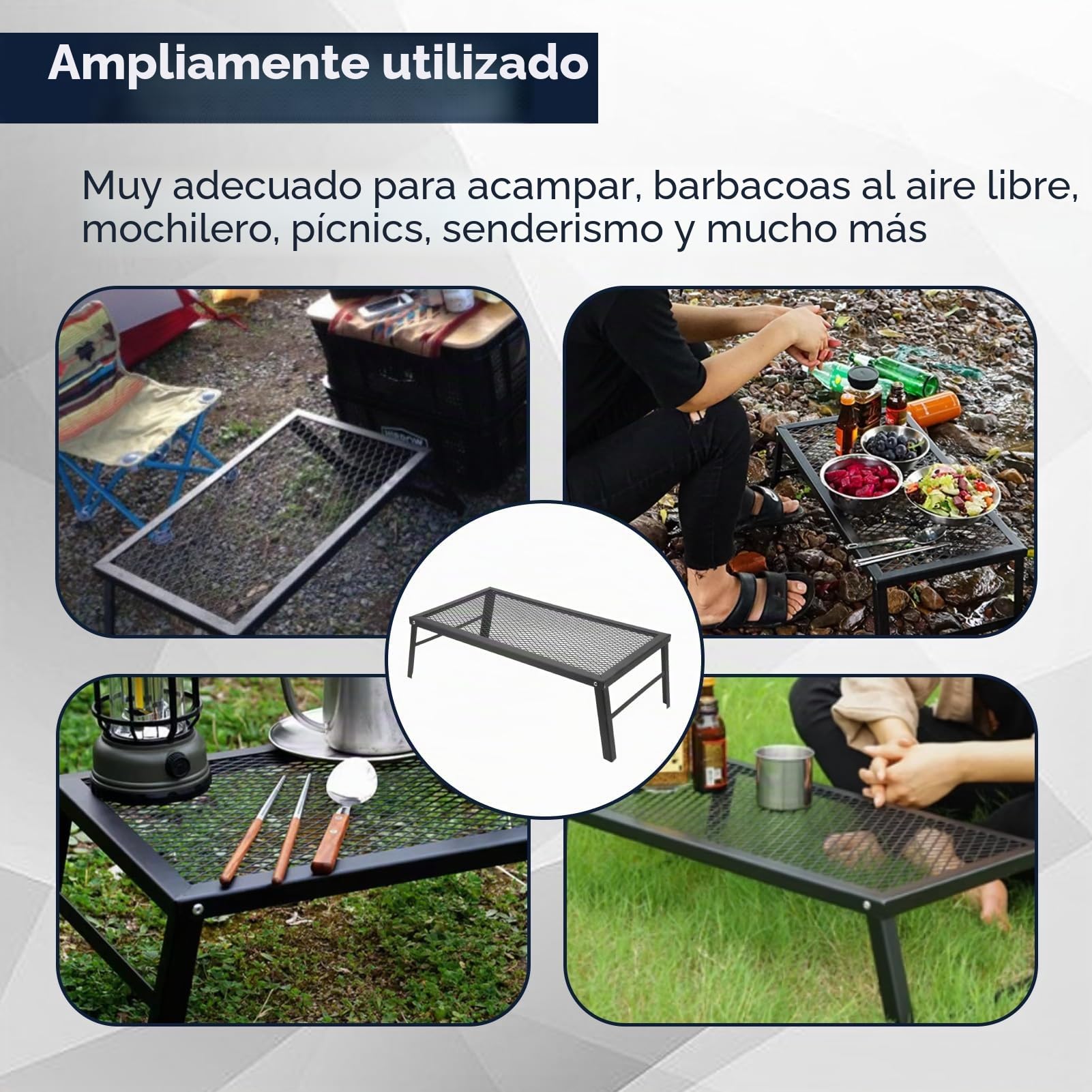 Barbacoa Plegable para Hoguera, Parrilla de Cocina Portátil y Resistente de Hierro para Hoguera, Placa de Cocina Portátil con Gran Superficie Antiadherente para Barbacoa al Aire Libre