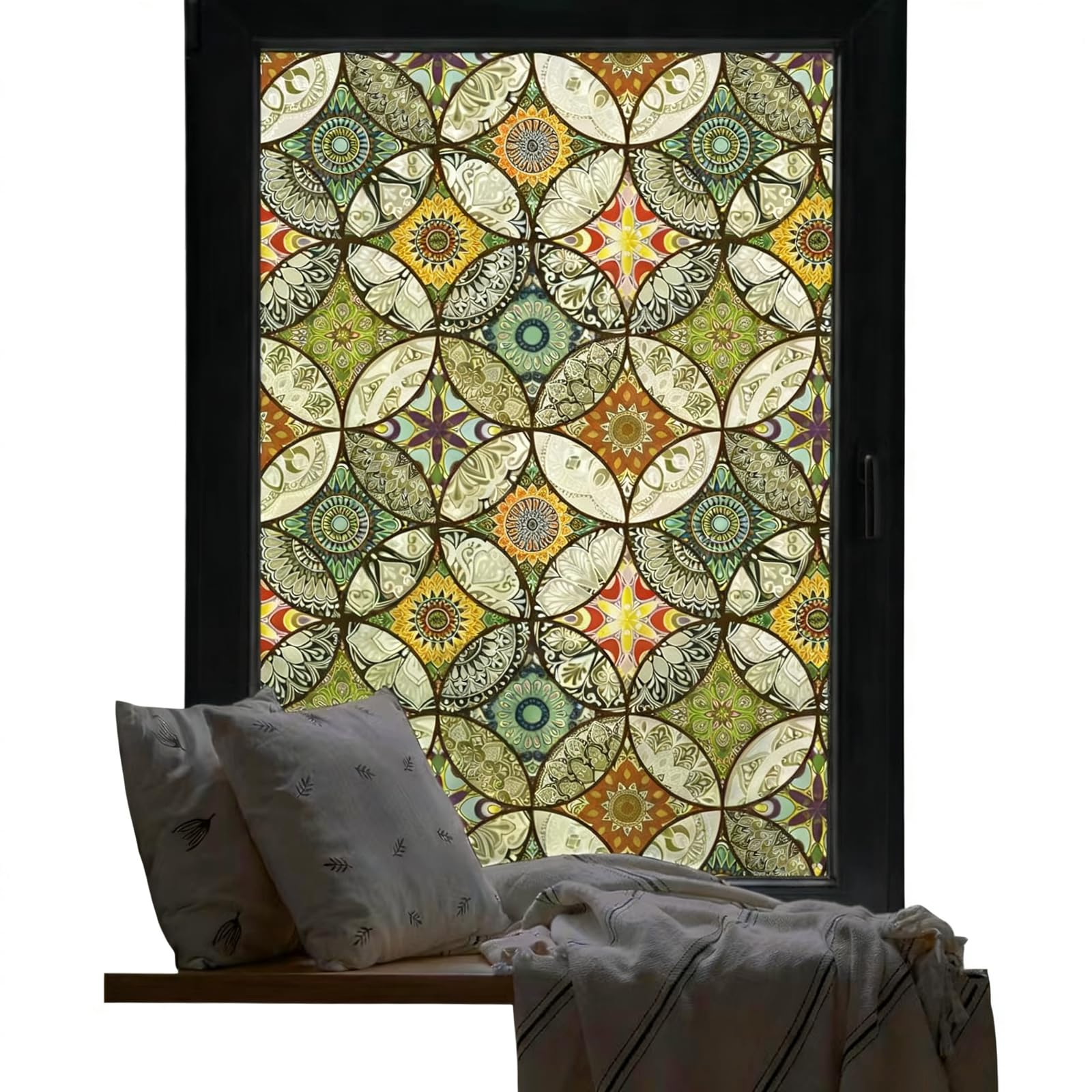 PIXZCSA Window Privacy Film Blocks Heat While Adding Elegant Décor To