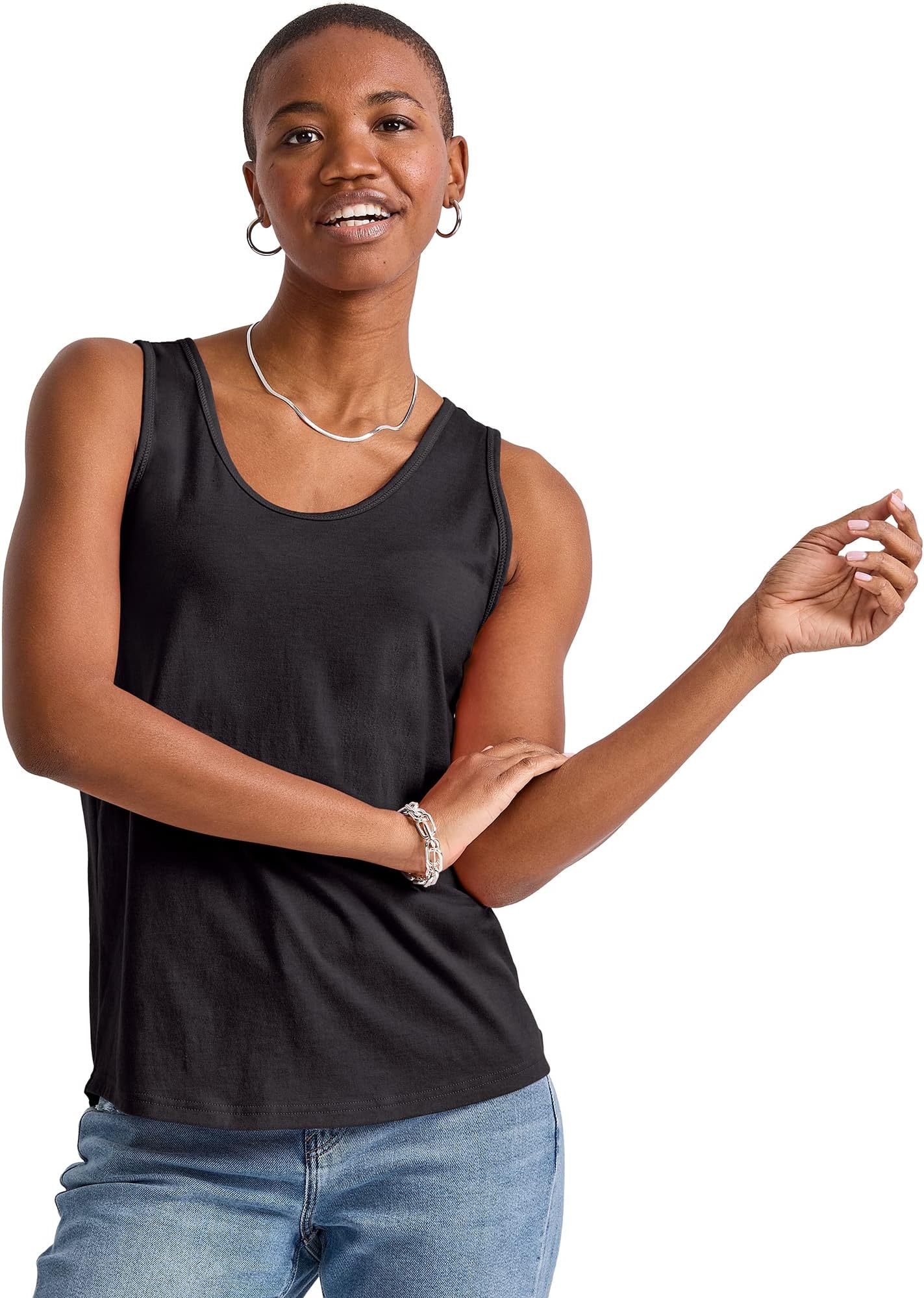 Hanes Womens Originals Tank Top, Cotton Tanks For Women, Relaxed Fit, Sleeveless, Plus Size Available