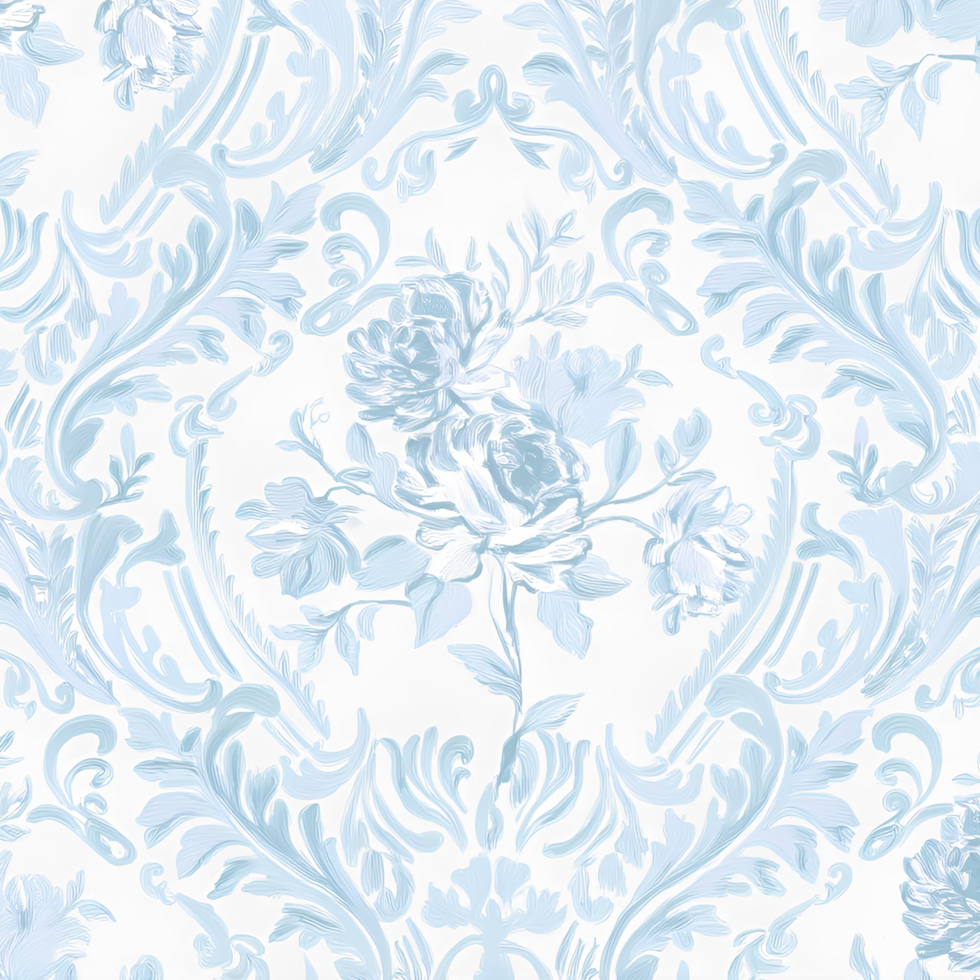 Blue and White Wallpaper Peel and Stick Floral Contact Paper Boho Watercolor Wall Paper Flower Textured Removable Vinyl Self Adhesive Waterproof for Bedroom Renter Friendly Decor 17.5 in X 6.5 ft