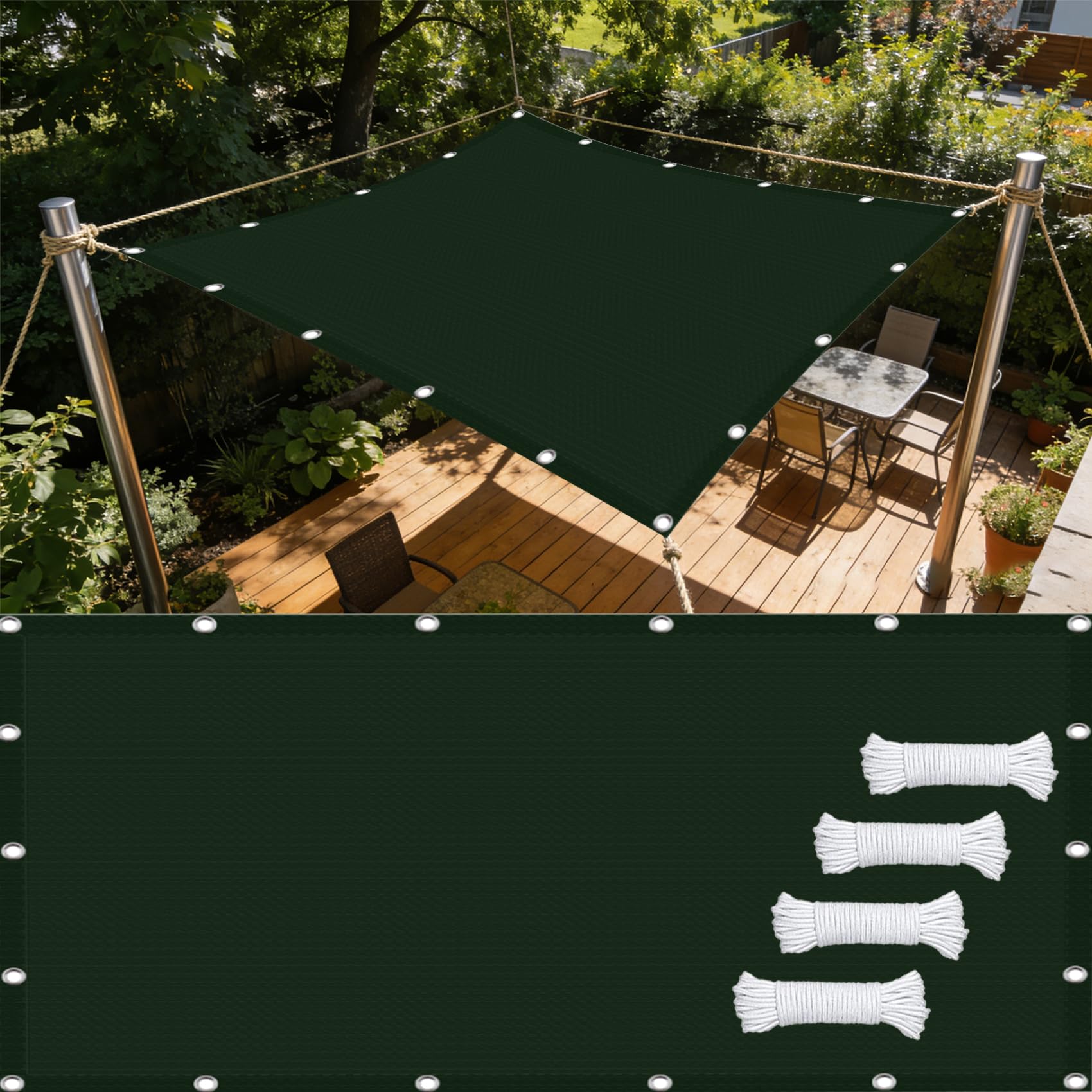 Voile d'ombrage de jardin vert foncé, créez un coin de fraîcheur sur votre terrasse