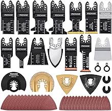 PECHAM 102PCS Oscillating Multi tool Blade, Wood Metal Cutting and Sandpaper Oscillating Tool Accessories with Titanium Quick Tooth Japanese Tooth Multitool Blade Fit More Oscillating Tools