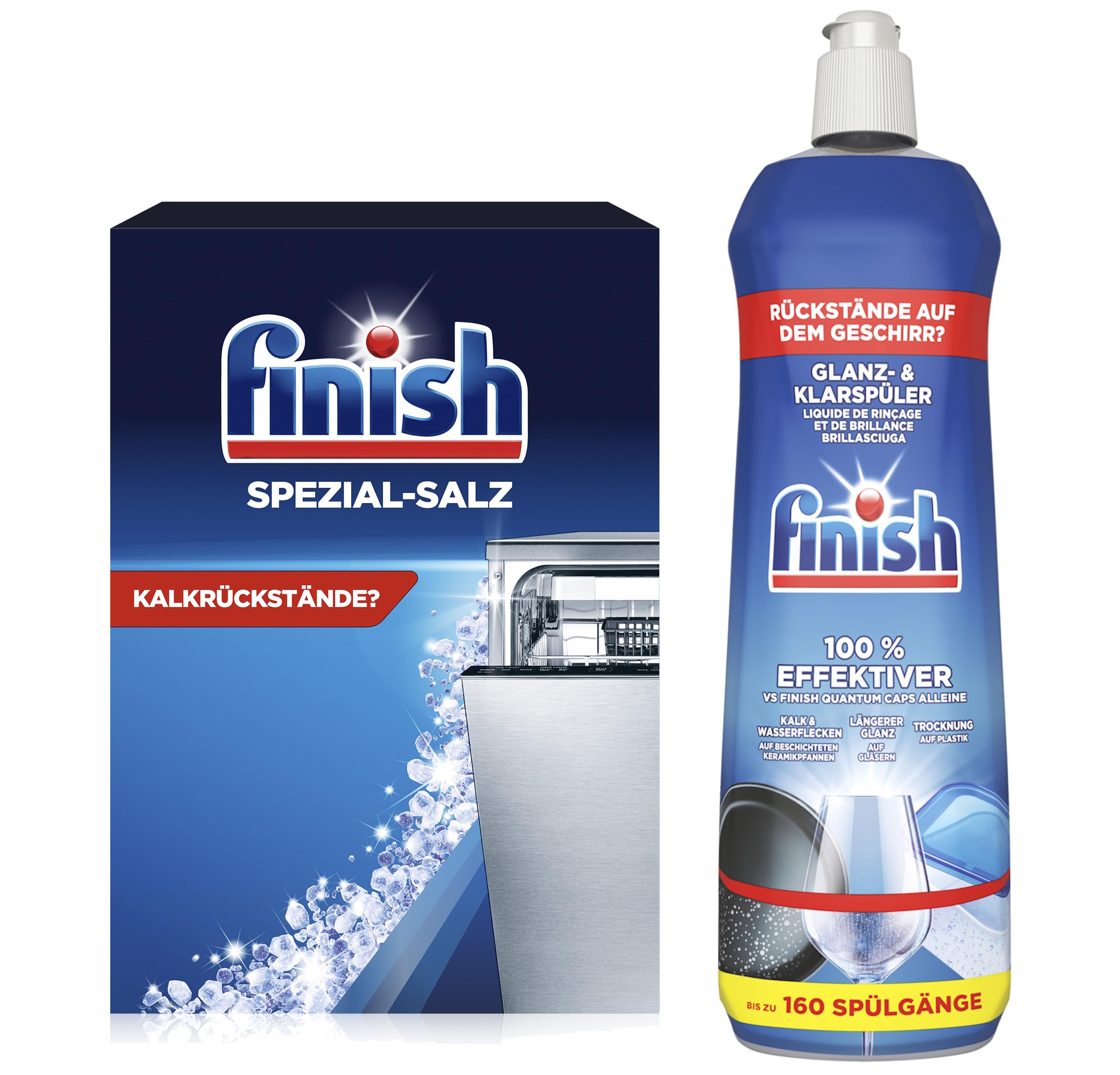 Finish Spülmaschinenpflege SET, Klarspüler 800ml & Spezial Salz 1,2 Kg