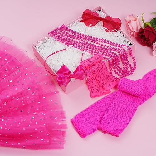 Miniatura 6 de Accesorios para disfraz de los años 80, traje de tutú de neón de los años 90, tema de los años 80 y 90, disfraz de fiesta de neón elegante (rojo