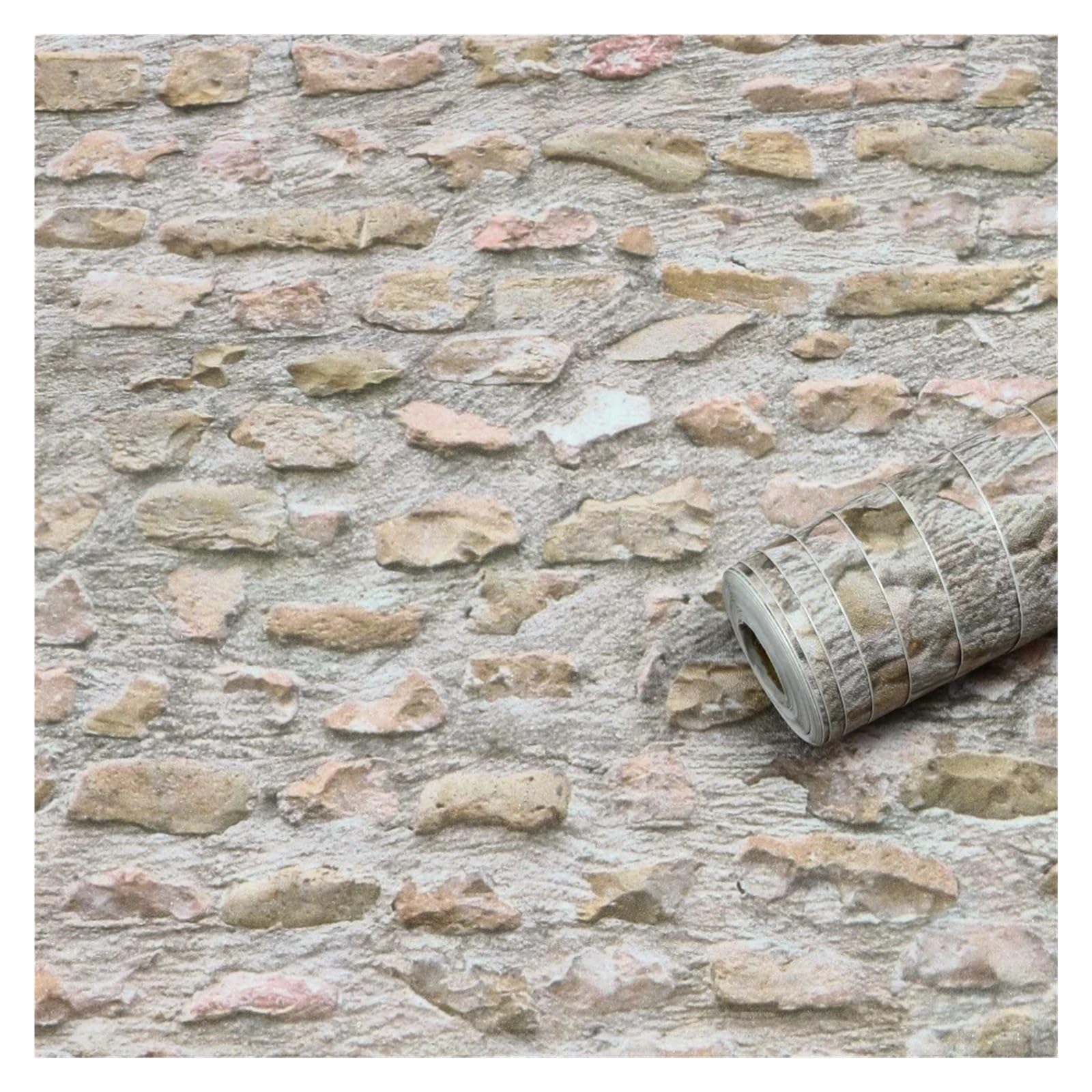 ITRHJTGP Wallpaper Faux Vintage Plane 3D Stone Texture Wallpaper,Gravel Self-Adhesive Wall Mural,Suitable for Balcony Background Decoration(6mx45cm)