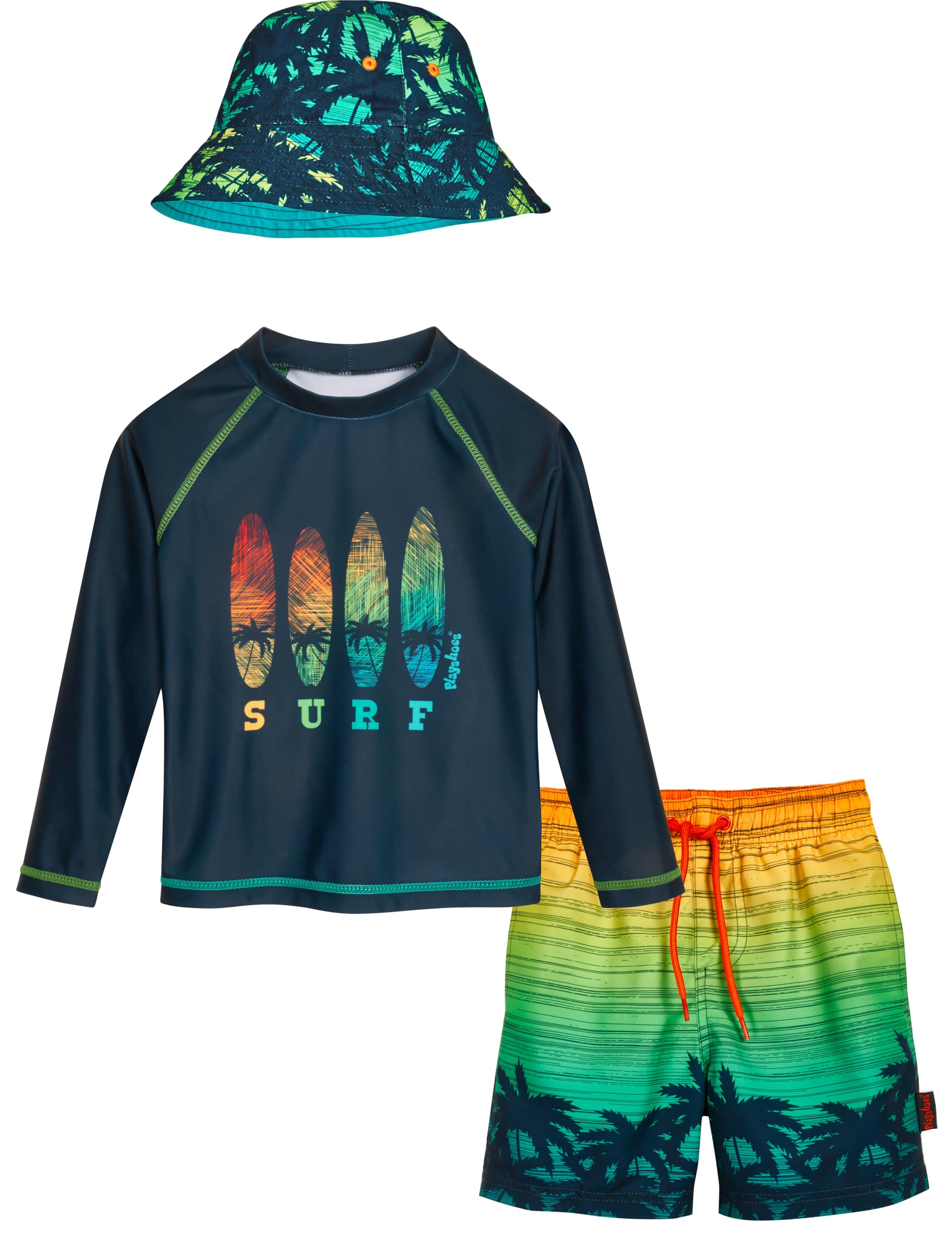 Playshoes Unisex Kinder Schwimmshirt Badehose + Hut Rash-Guard-Set