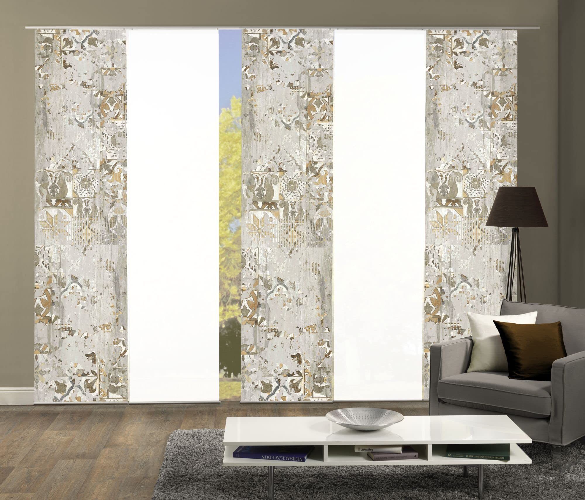 5er-Set Flächenvorhänge Marleen Blickdicht, Höhe 245 cm, Taupe