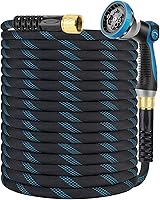 KETTOYA 100ft Non-Expanding Kink-Free Garden Hose with 10-Pattern Nozzle, Lightweight Flexible Leak-Proof Hose, 360° Swivel Connectors