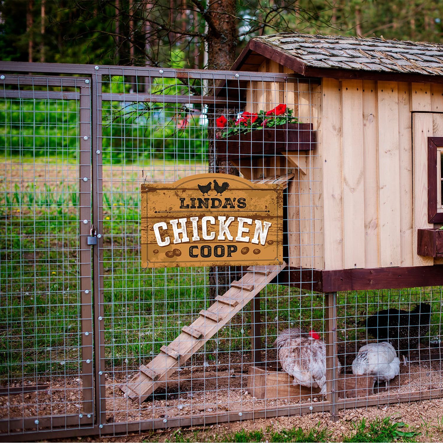 Personalized Chicken Coop Sign, Custom Name Farmhouse Backyard Décor For Sign, 12x18 Inches, Rust Free .063 Aluminum, Fade Resistant, Made in USA by Sigo Signs