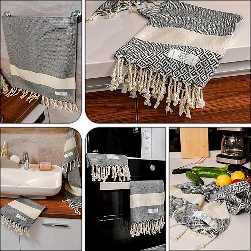 Miniatura 3 de EPHESUS TOWELS Juego de 2 toallas de mano, 18 x 30 pulgadas, algodón turco, toalla de mano turca en espiga para baño, cocina, invitados, cara,