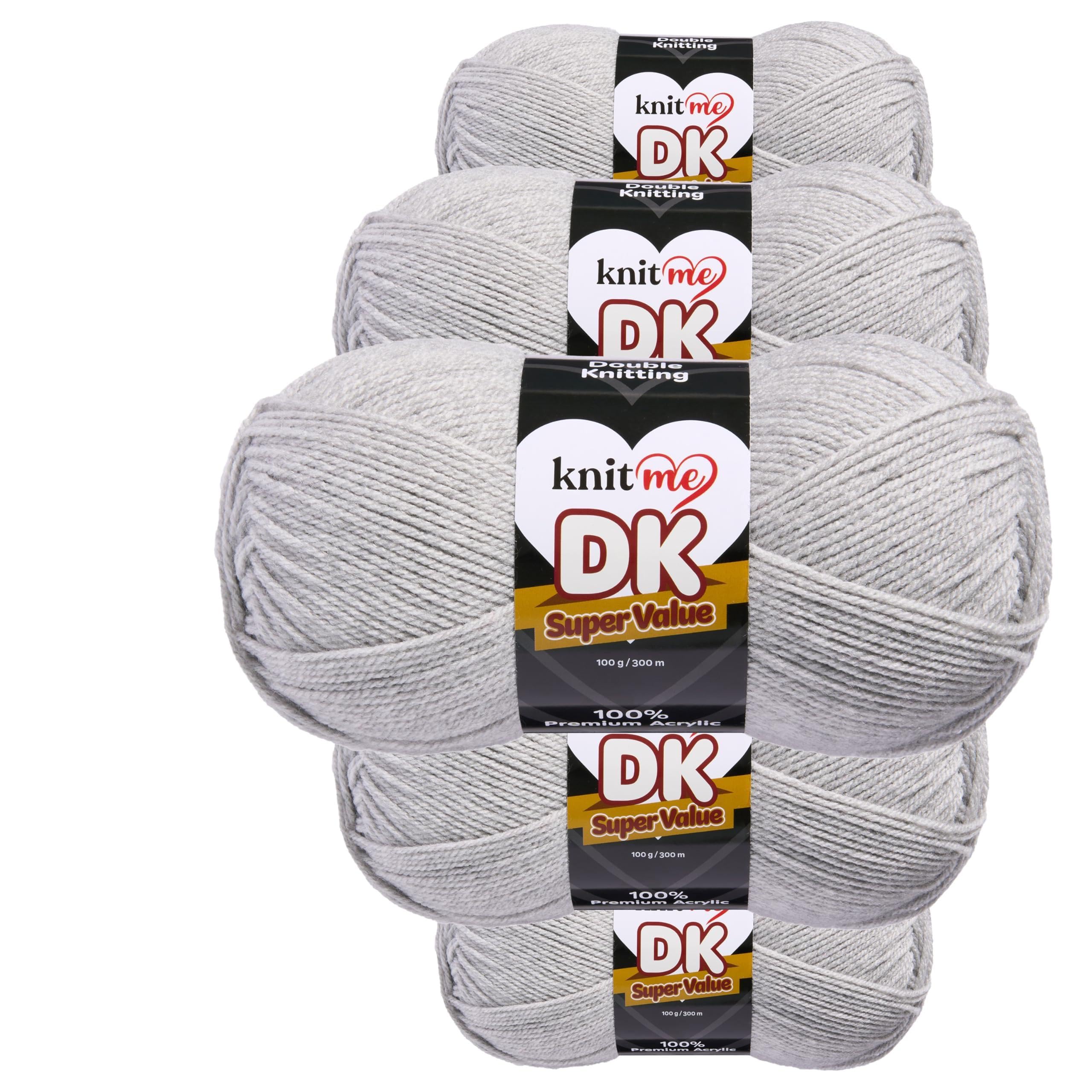 Knit Me DK Double Knitting Yarn Hypoallergenic Acrylic 5X 100g (Silver Mist) — image 1
