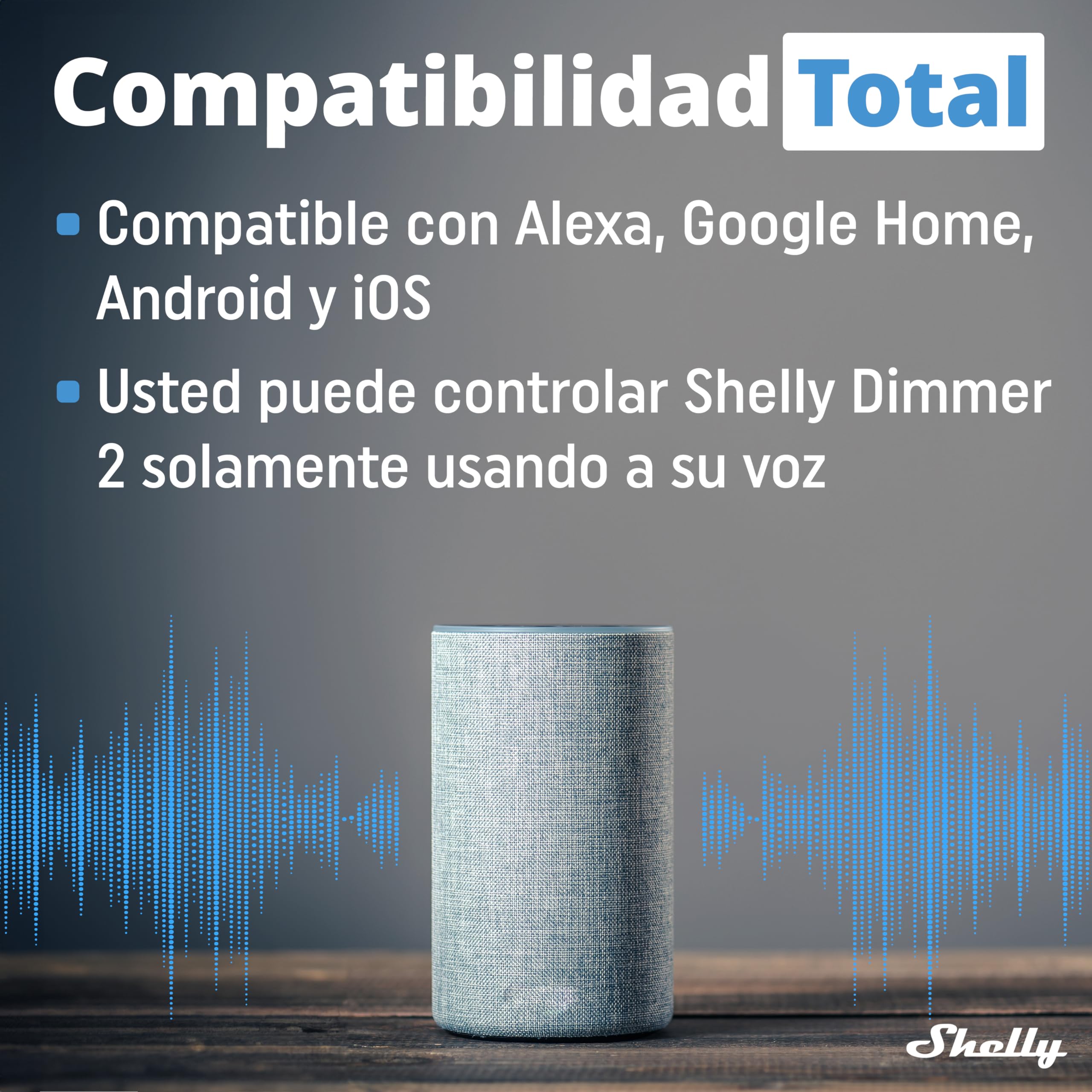 Shelly Dimmer 2, Módulo Regulador de Luz W-Fi, Atenuador Inalámbrico, No necesita neutro, LED 10-220W, incandescentes/Halógenas 1-220W Compatible con Alexa & Google Home, iOS Android App