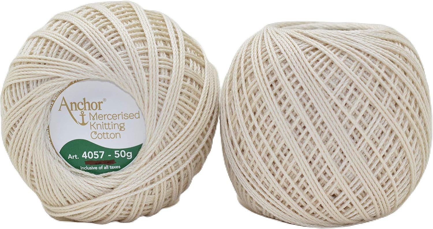 HUNNY-BUNCH Anchor Mercerized Premium Knitting Crochet Cotton Thread Yarn Balls for Knitting, Weaving, Embroidery and Craft Making Fast Color (Pack of 2 Rolls, Shade No. 926)