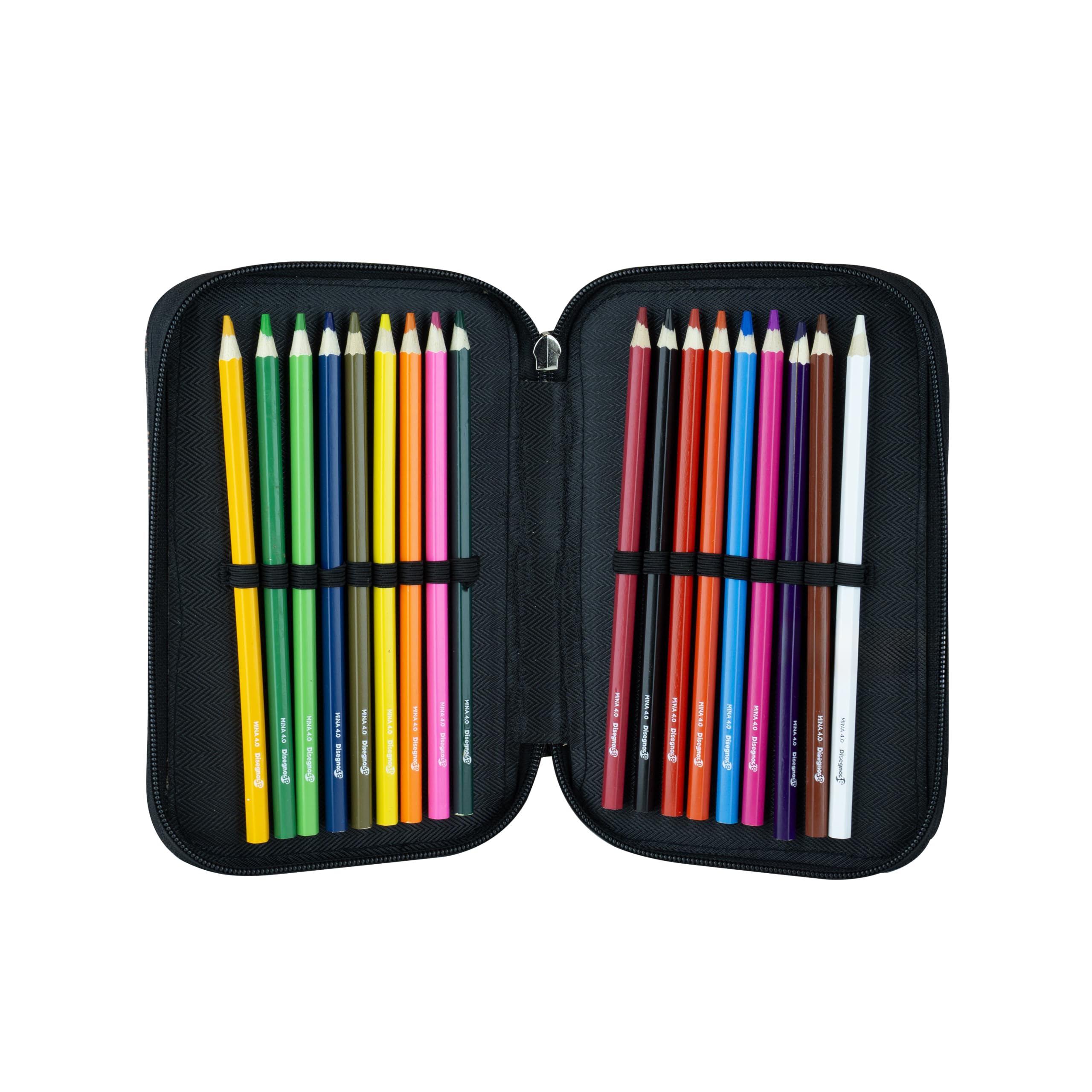 Astuccio 3 Zip Disegno38 Bear CR Group | Ragazzi | Marrone Fantasia Quadretti con Orso e Lupo Rosso | Completo di Cancelleria Giotto