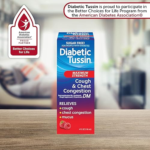 Miniatura 10 de Diabetic Tussin DM Maximum Strength - Jarabe líquido para la tos y la congestión del pecho seguro para diabéticos sabor a bayas 8 onzas líquidas
