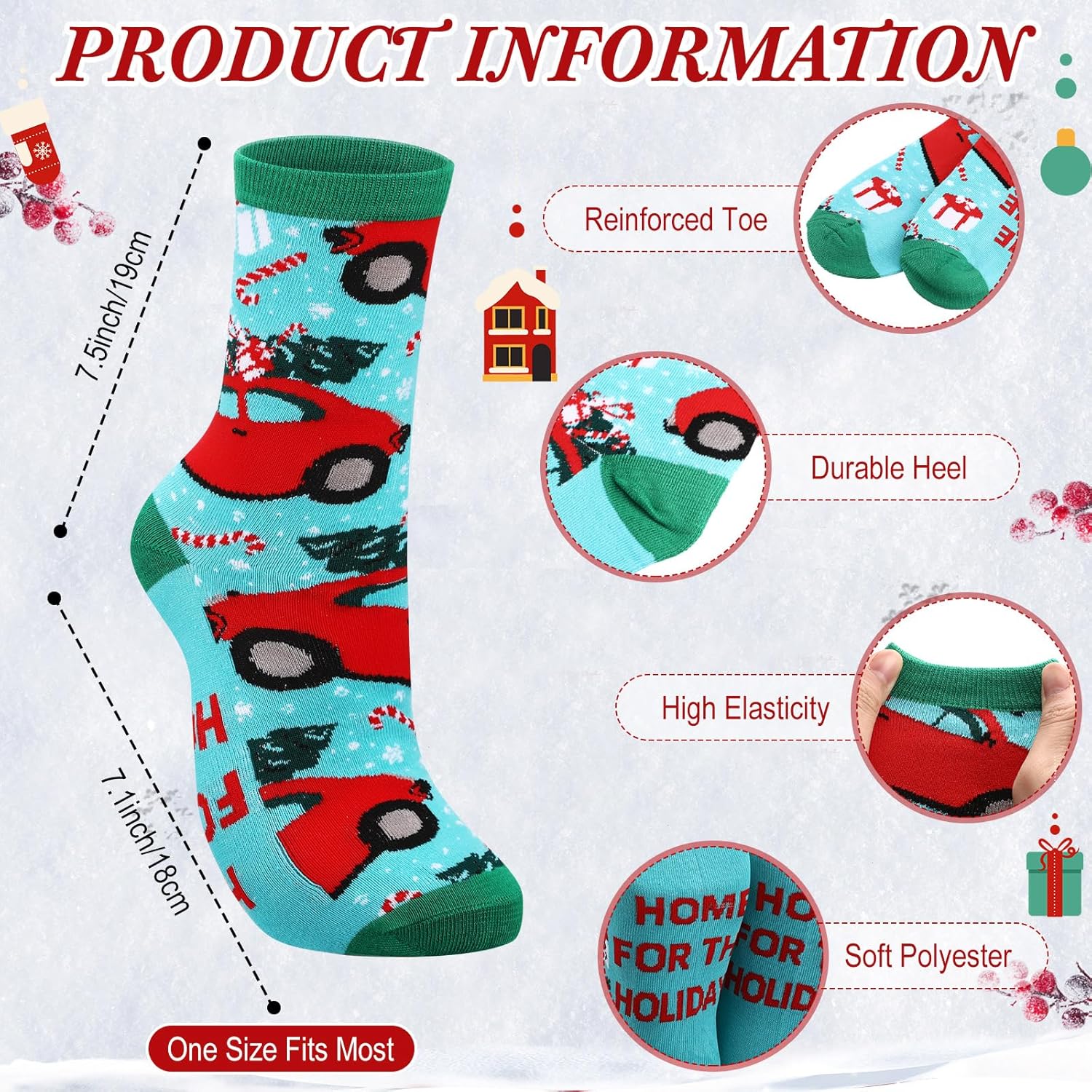 Suhine 24 Pairs Christmas Sock Gift Bulk for Women Men Adult Soft Christmas Xmas Holiday Festival Sock