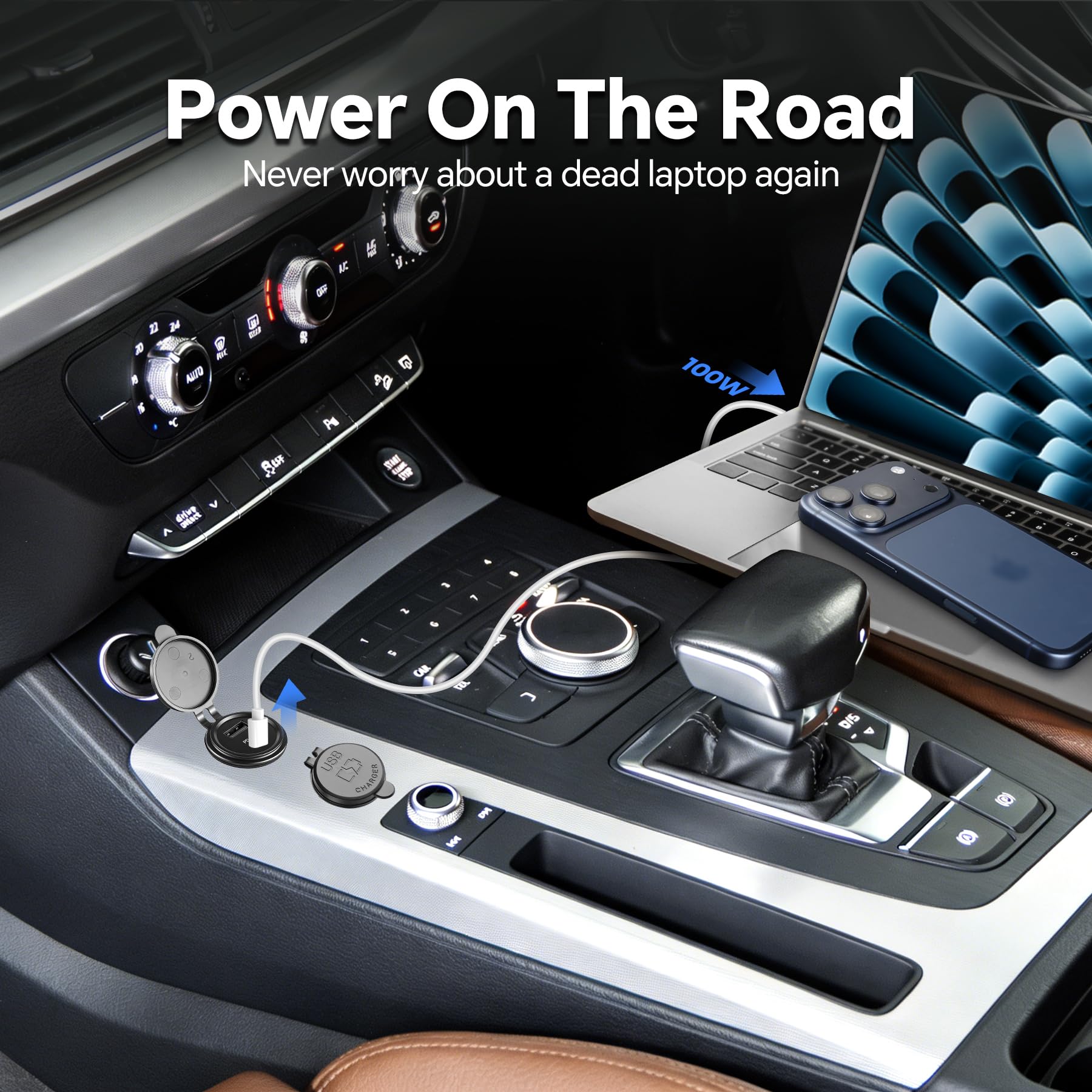 acegoo Presa USB C da 12 V 100 W PD e 18 W QC presa USB per camper, caricabatterie impermeabile per laptop, ricarica rapida per camper, barca, autobus, auto, camion, ATV, golf (confezione da 1)