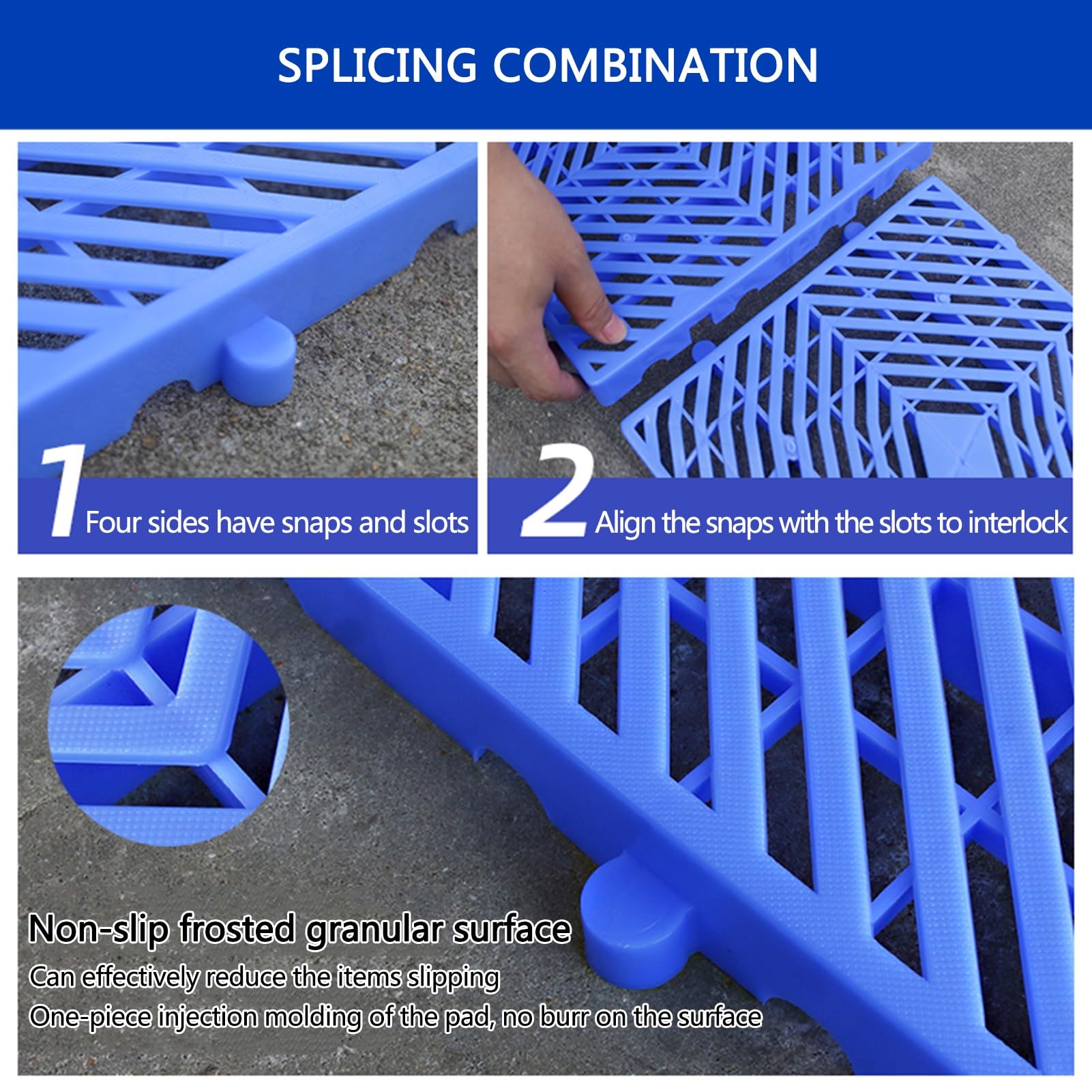 Pallet in plastica per lo stoccaggio, Pallet di plastica blu varie dimensioni