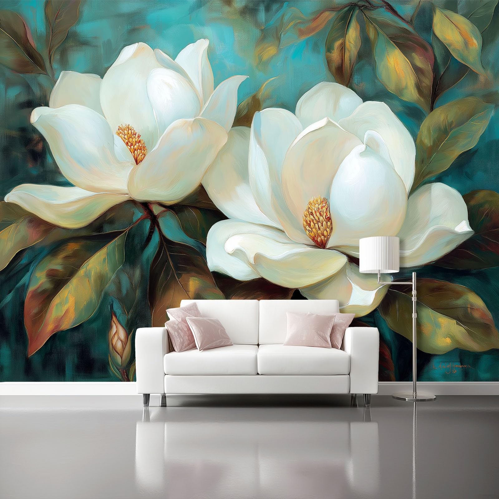 Papier peint floral effet 3d plante verte géant pour décoration murale de chambre maison