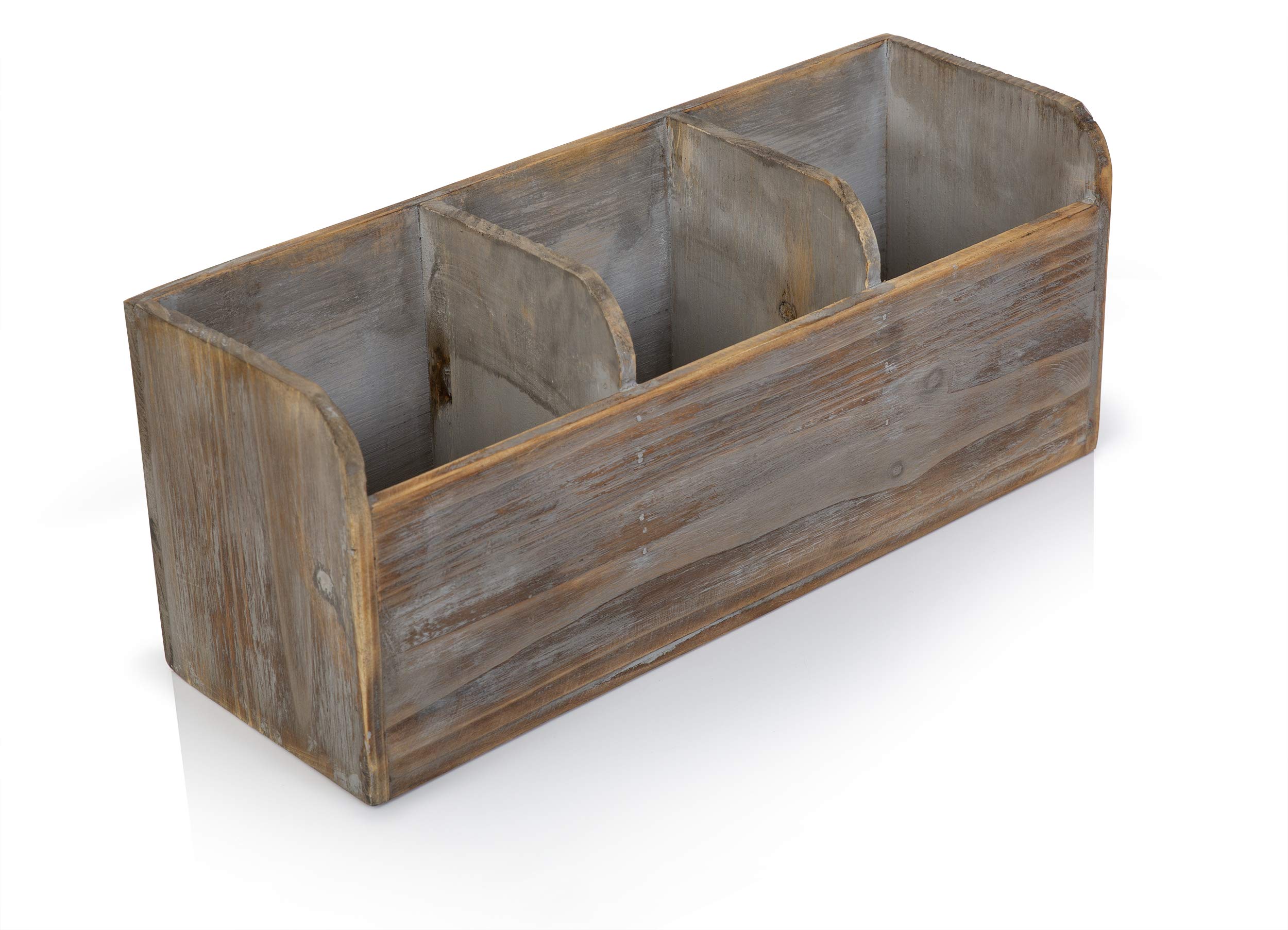 Buy Besti Wooden Kitchen Utensil Holder With 3 Compartments Torched