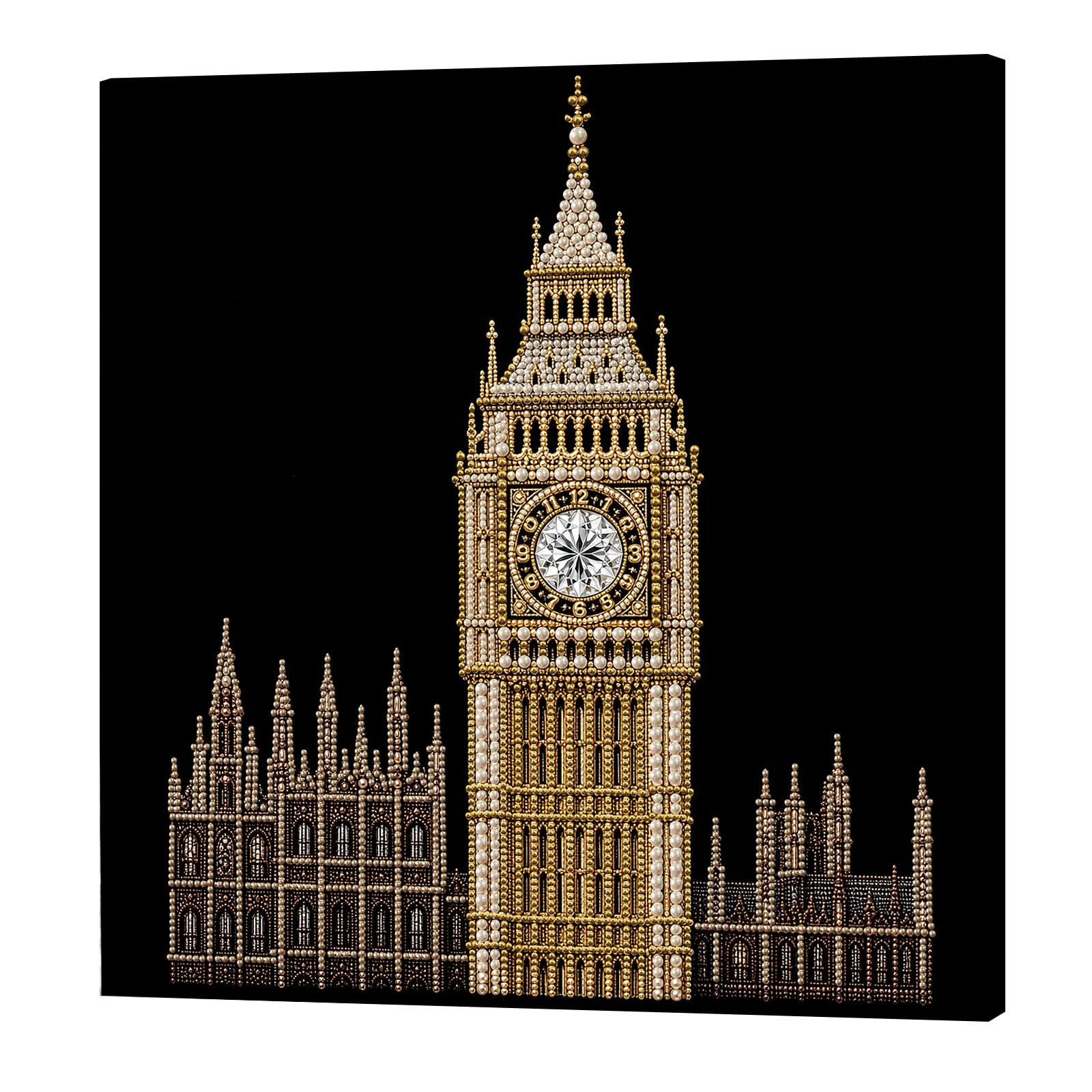 Architecture DIY Pearl Painting Kit for Adults Beginners Home Wall Decor Pearl Gem Paintings Picture Arts Craft with Frame 30x30cm
