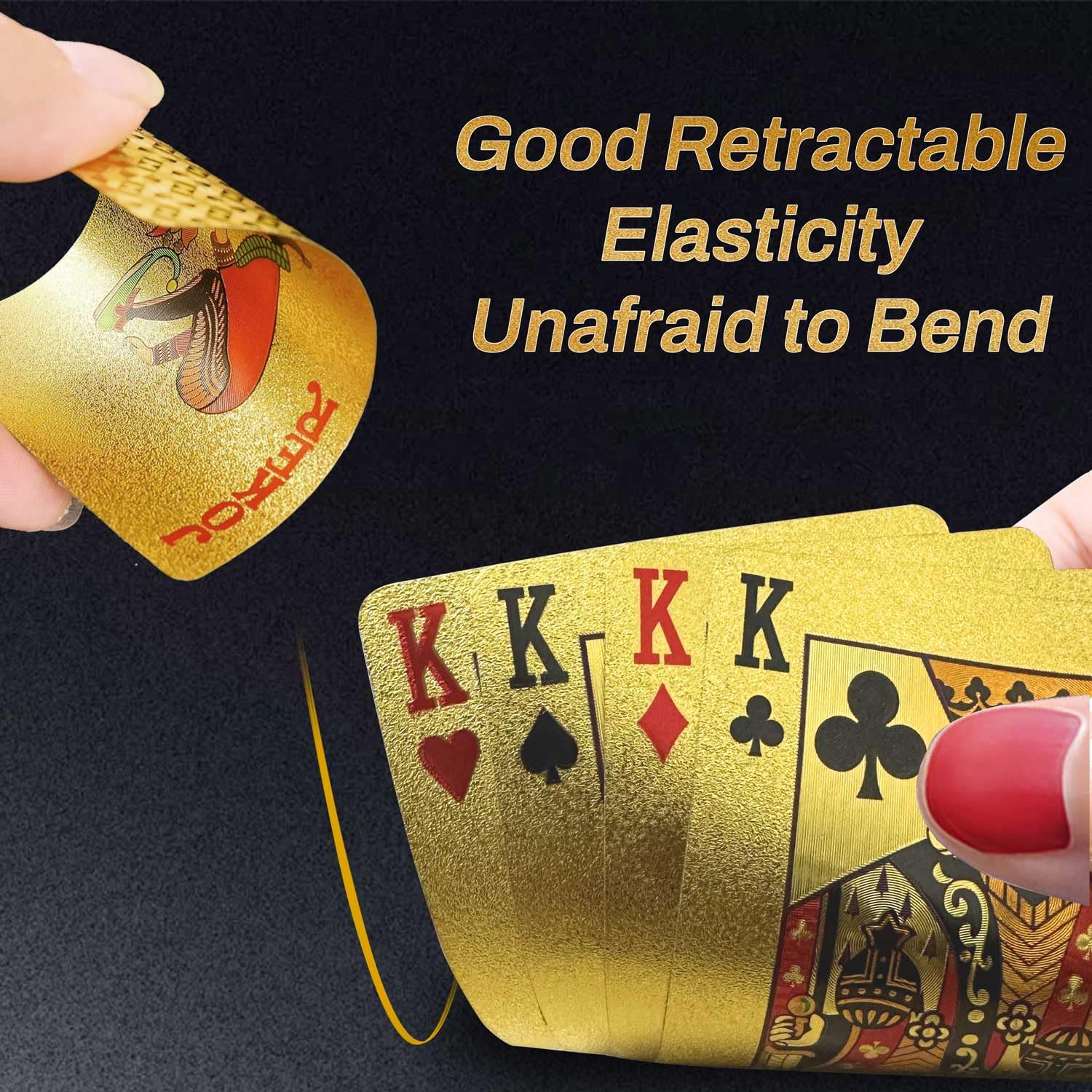 Hifireelf Plastic Playing Cards, Waterproof Poker Deck, Gold Diamond Design Casino-Style Deck of Cards with HD Diamond Design - Image 2