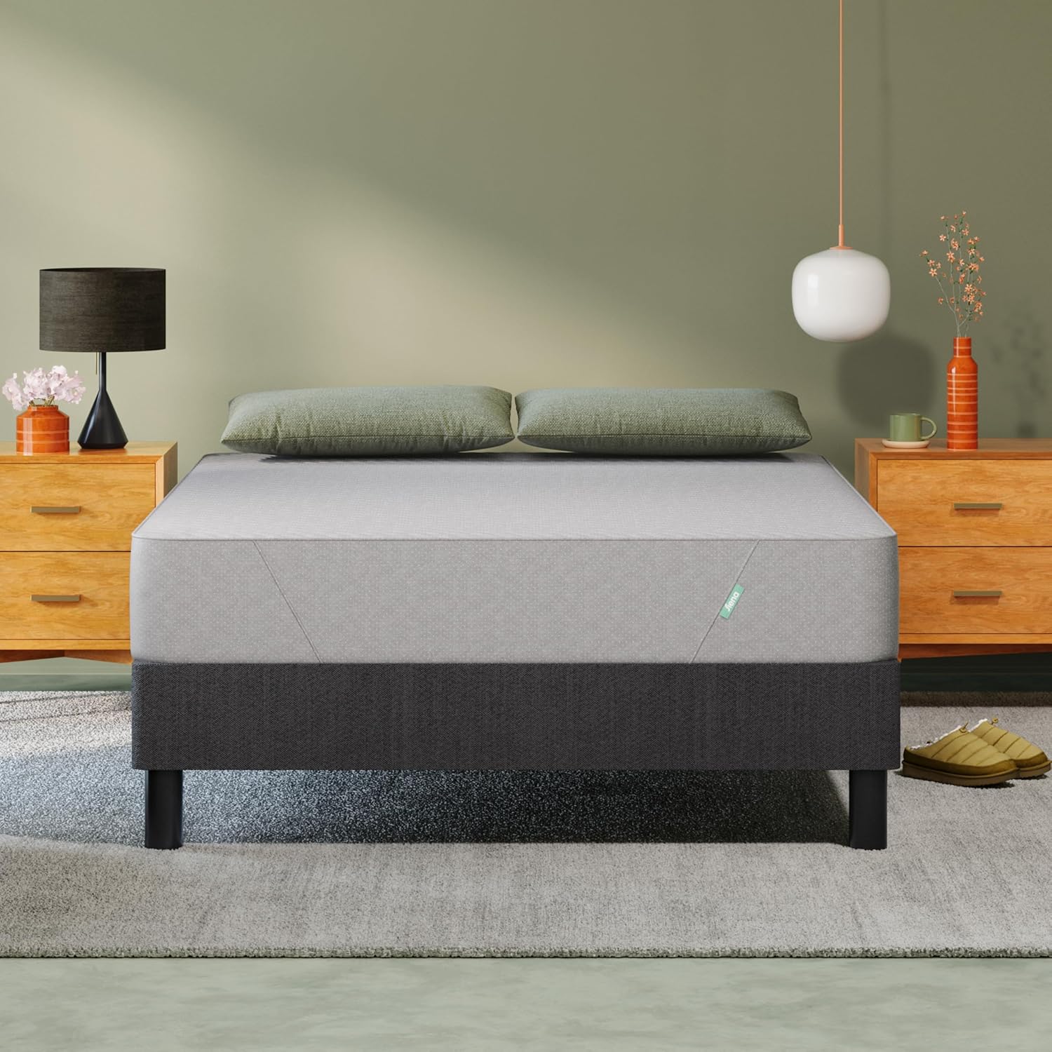 Siena Twin XL 10” Mattress with Bed Frame Grey Medium