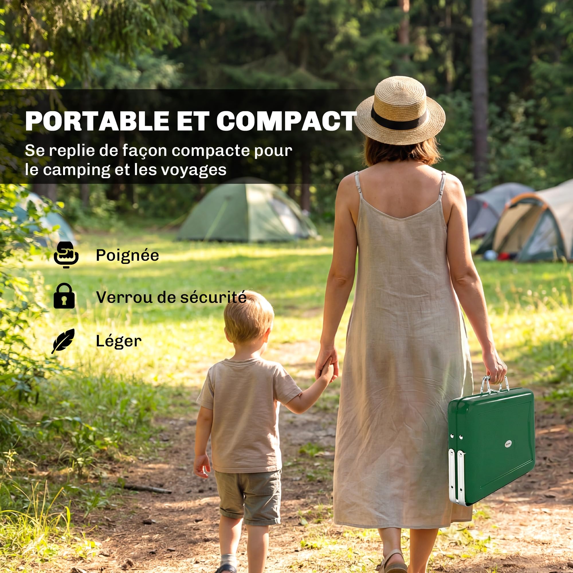 Outsunny Barbecue au Charbon de Bois Pliable Barbecue Portable Vert Foncé