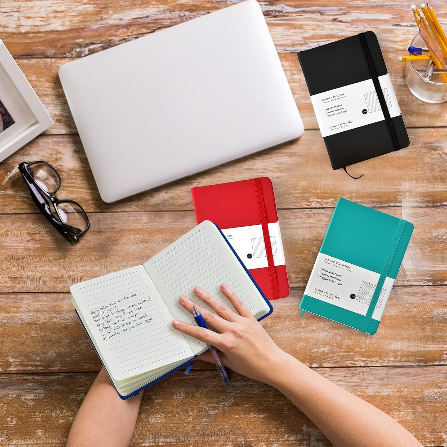 Coopay 8 Pack Pocket Notebook Journals Bulk, 3.5" x 5.5", 160 Lined Pages, A6 Mini Notepad Hardcover leather Journal with 100GSM Thick Paper, Small Notebooks for Writing Work Men Women (Multicolor)