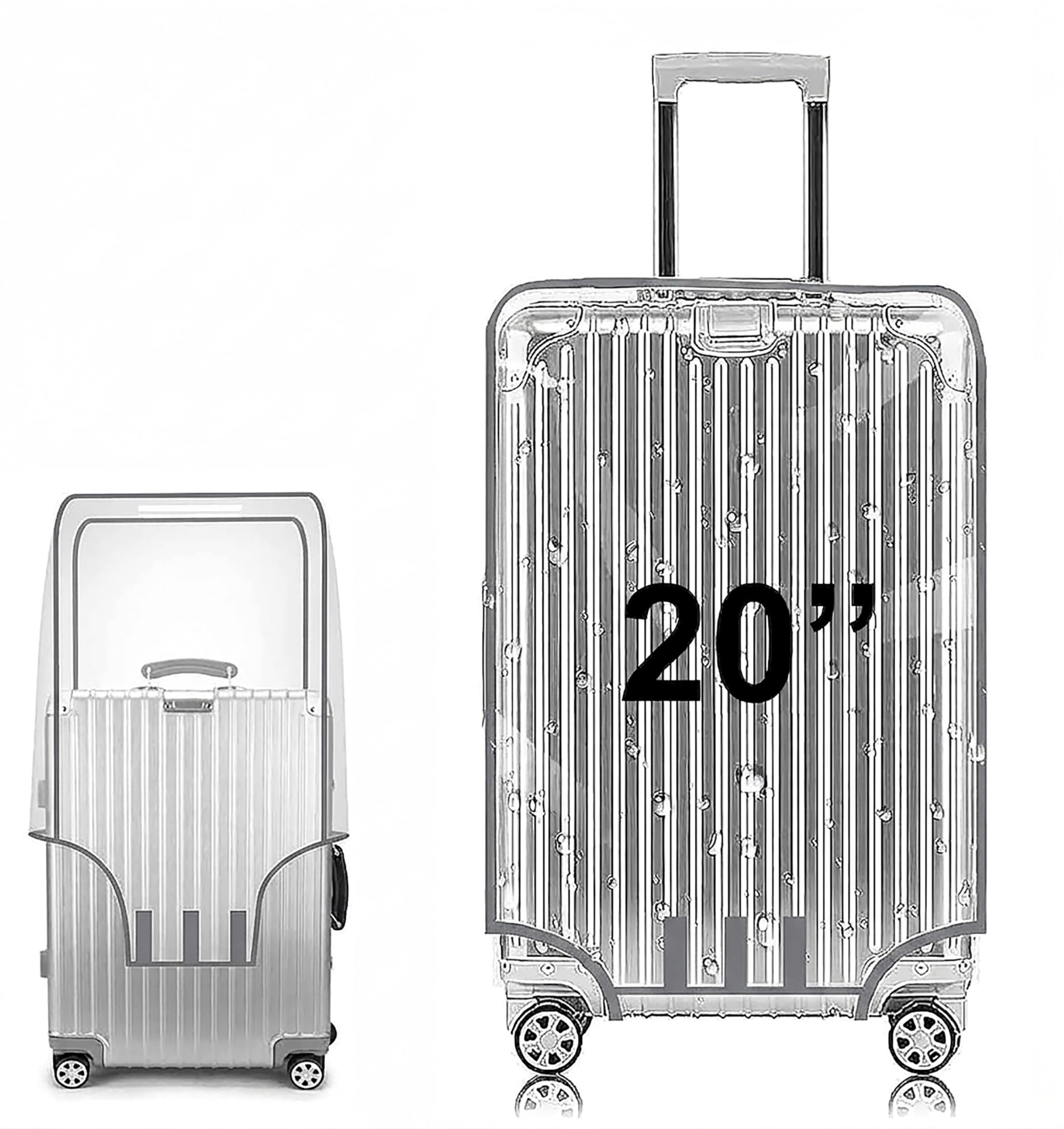 Trolley Bag Cover Suitcase Covers for Trolley Suitcase Cover for Hard Trolly Bags Protective Trolley Cover & Luggage Bag Cove Transparent Waterproof PVC Cover Combo (Small (20 Inch))