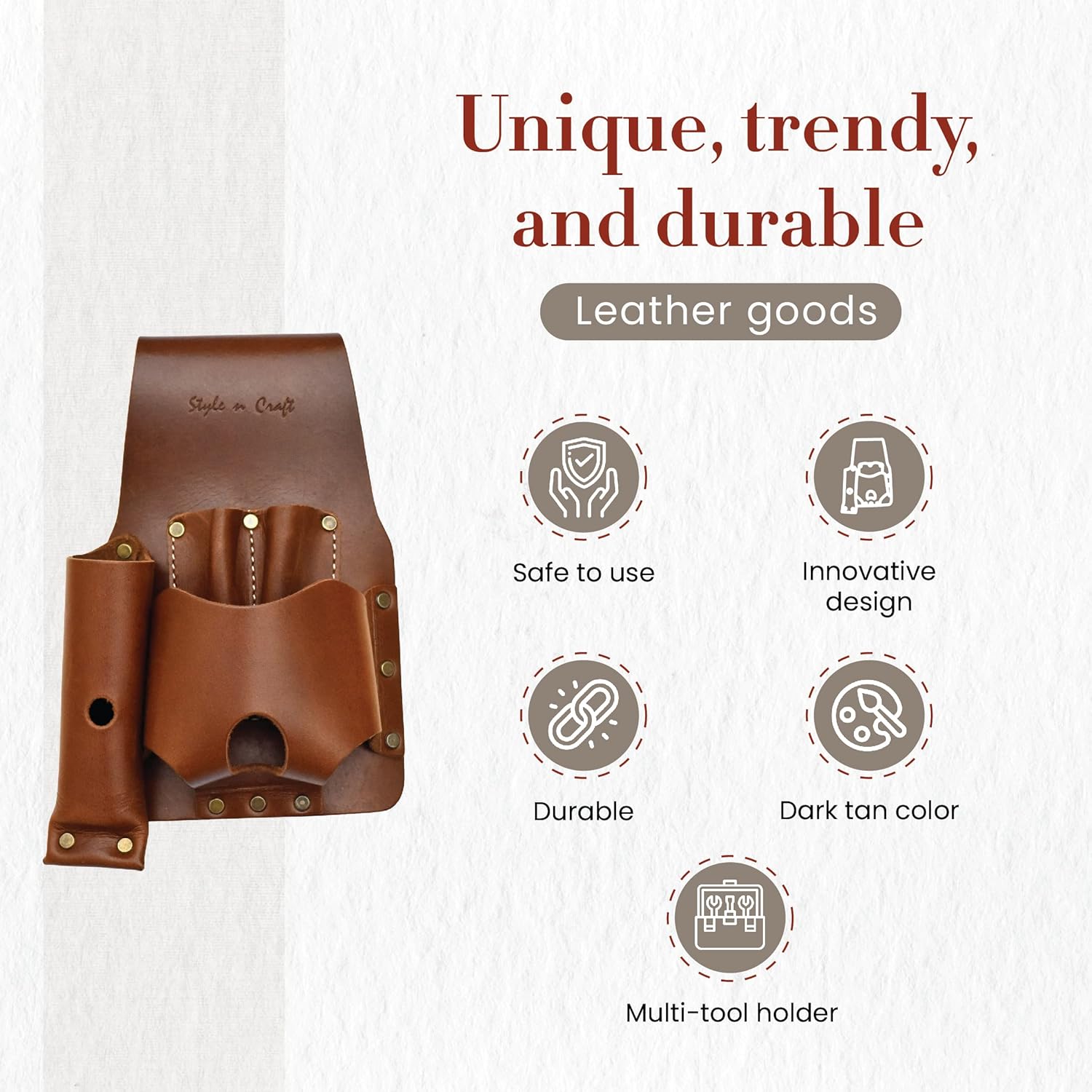 Style n Craft Extra Large Tape Holder, Full-Grain Leather Tool Pouch