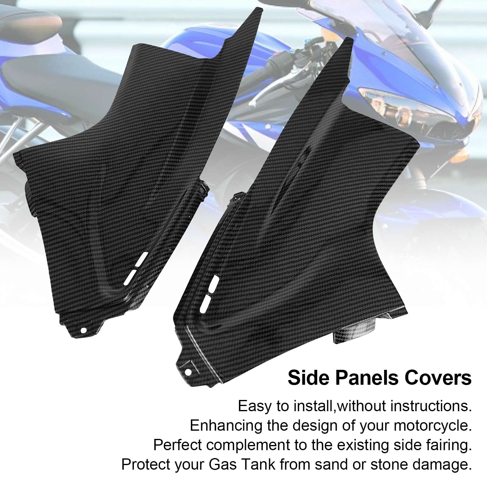 Topteng Gas Tank Side Trim Cover Panel Fairing Cowl Apto para Yamaha YZF R6 2003-2005 Carbon