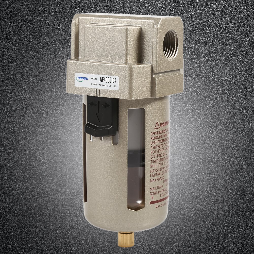 Fdit Filtre à air comprimé 1/2 '' Compresseur Séparateur d'humidité Trap Nettoyant Filtre à air Accessoires Compresseur Extraction d'Impureté Protection Equipement d'air Comprimé 170 * 70 * 68 mm