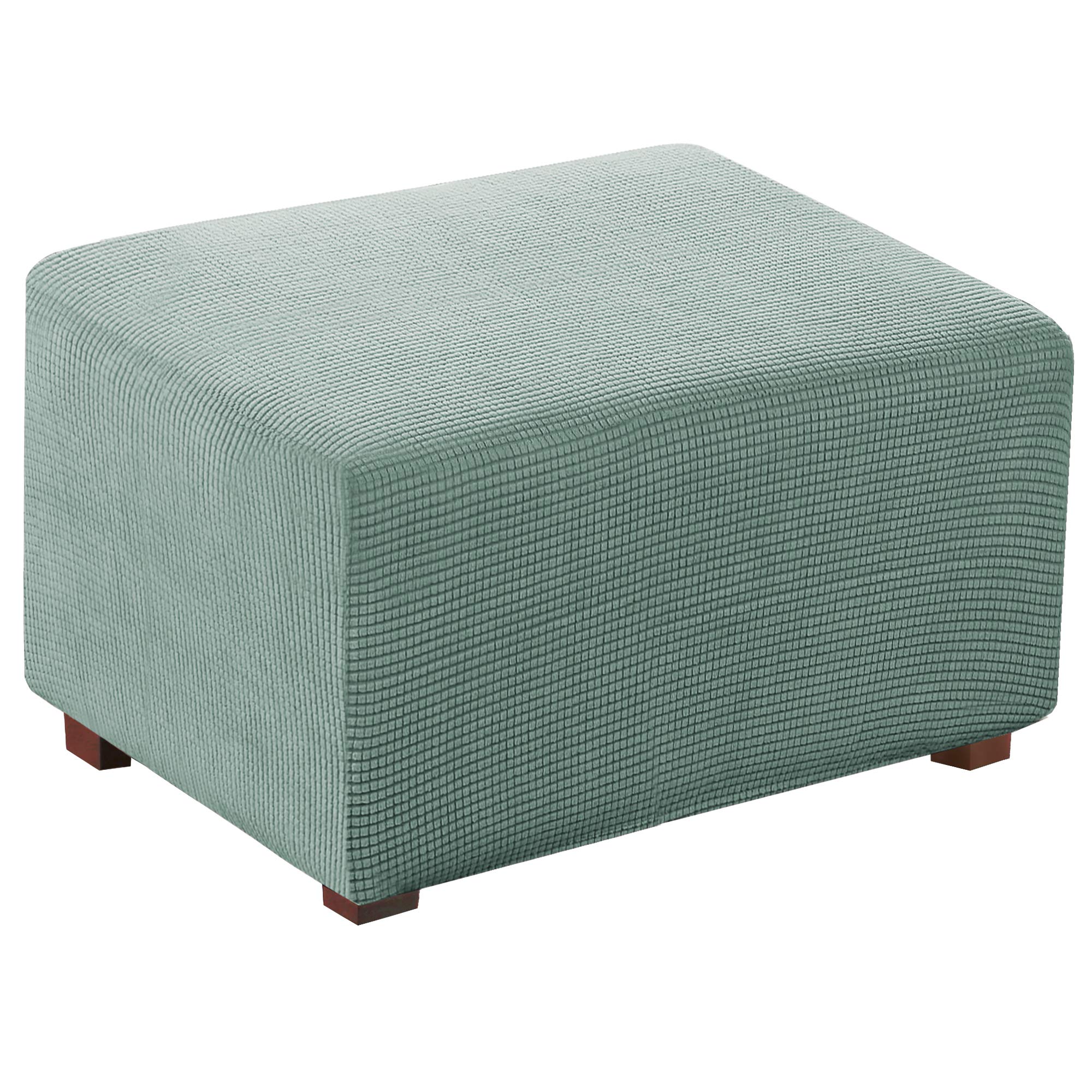 Stretch Jacquard Universal Ottoman Cover, Easy Fitted Oversized Storage Ottoman Covers Slipcover,High Elasticity Furniture Protector (X-Large, Sage)