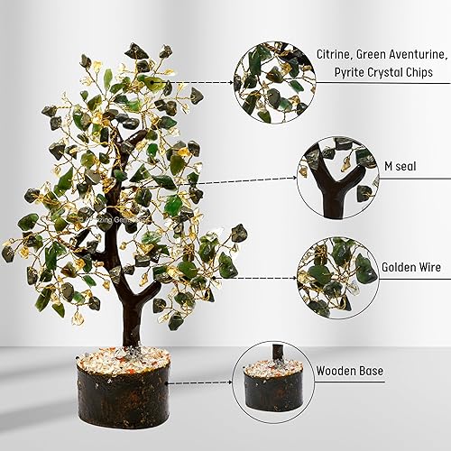 Miniatura 3 de Crystal Tree with Pyrite Citrine Green Aventurine Crystals and Healing Stones - Indoor Crystal Tree to Atrract Money Abundance Wealth - Christmas