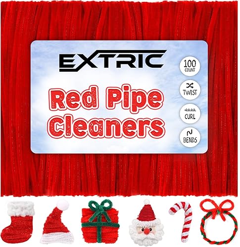 100 tallos de felpilla roja, palitos peludos de 0.236 in x 12 pulgadas, ideales para proyectos de arte y manualidades y decoraciones