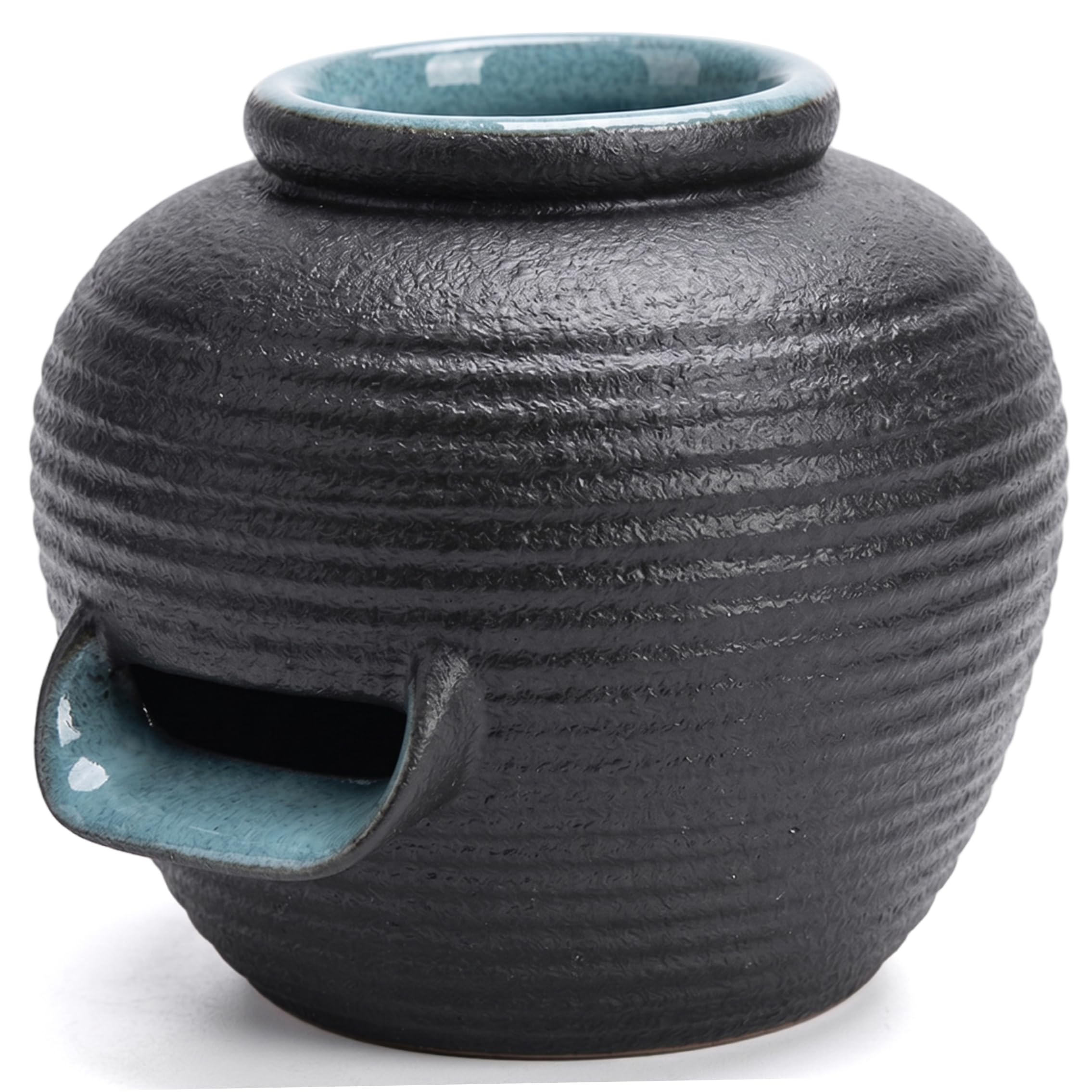 Tsawntd Indoor Water Fountains Small Kiln Fountain Spitter With Wide U-spout, Ceramic Pond Water Features for Fish Pond Circulation and Hydroponic Plant Decor Black