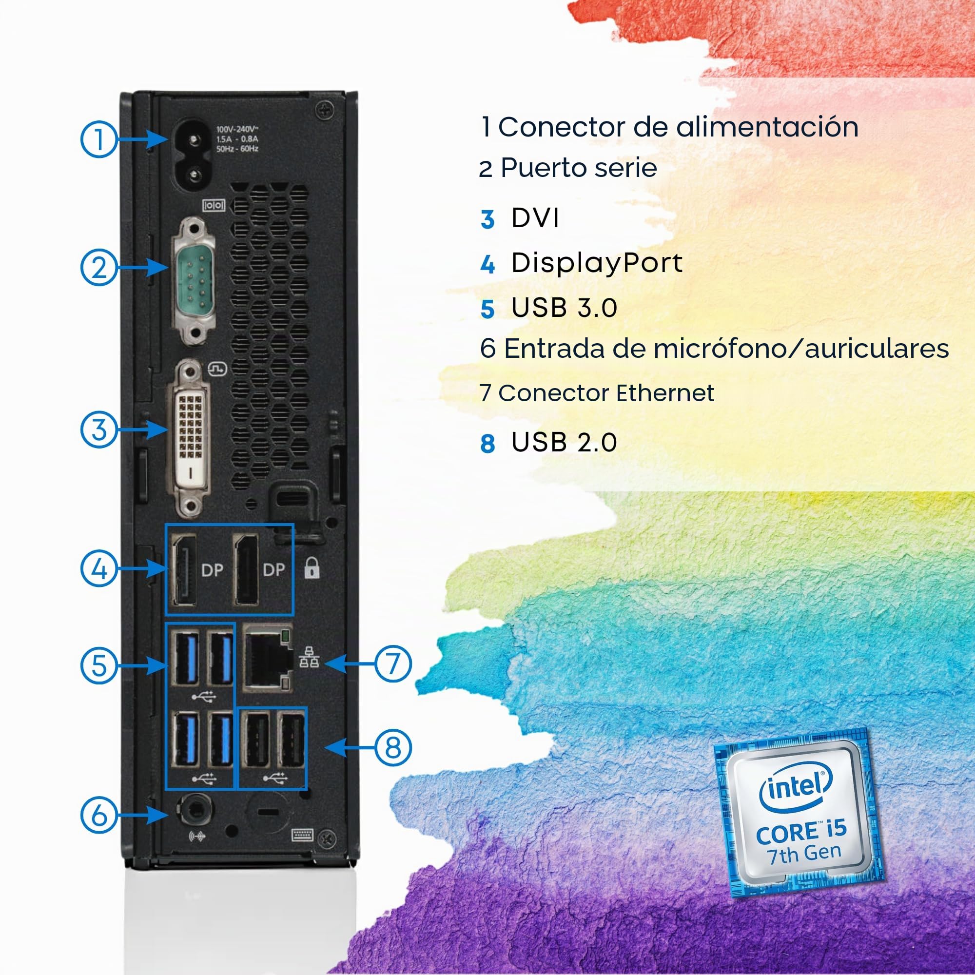 Fujitsu Esprimo, Mini PC Ordenador de Escritorio Fijo Intel i5-7500T, RAM 8 GB DDR4, SSD 256 GB, DVI + DP, Windows, Listo para Usar con Adaptador Wi-Fi (reacondicionado)