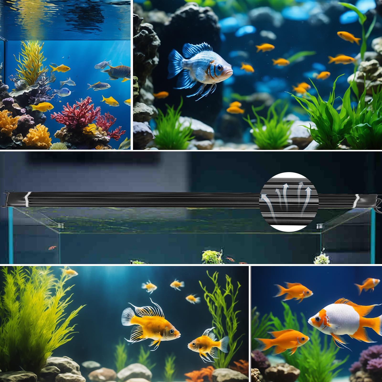 DEWEL lampada acquario,11 W Luce LED per Acquario a Spettro Completo,Dimmerabile e Staffa Regolabile,timer regolabile,LED plafoniera,3 modalità per Acquario da 45-60cm