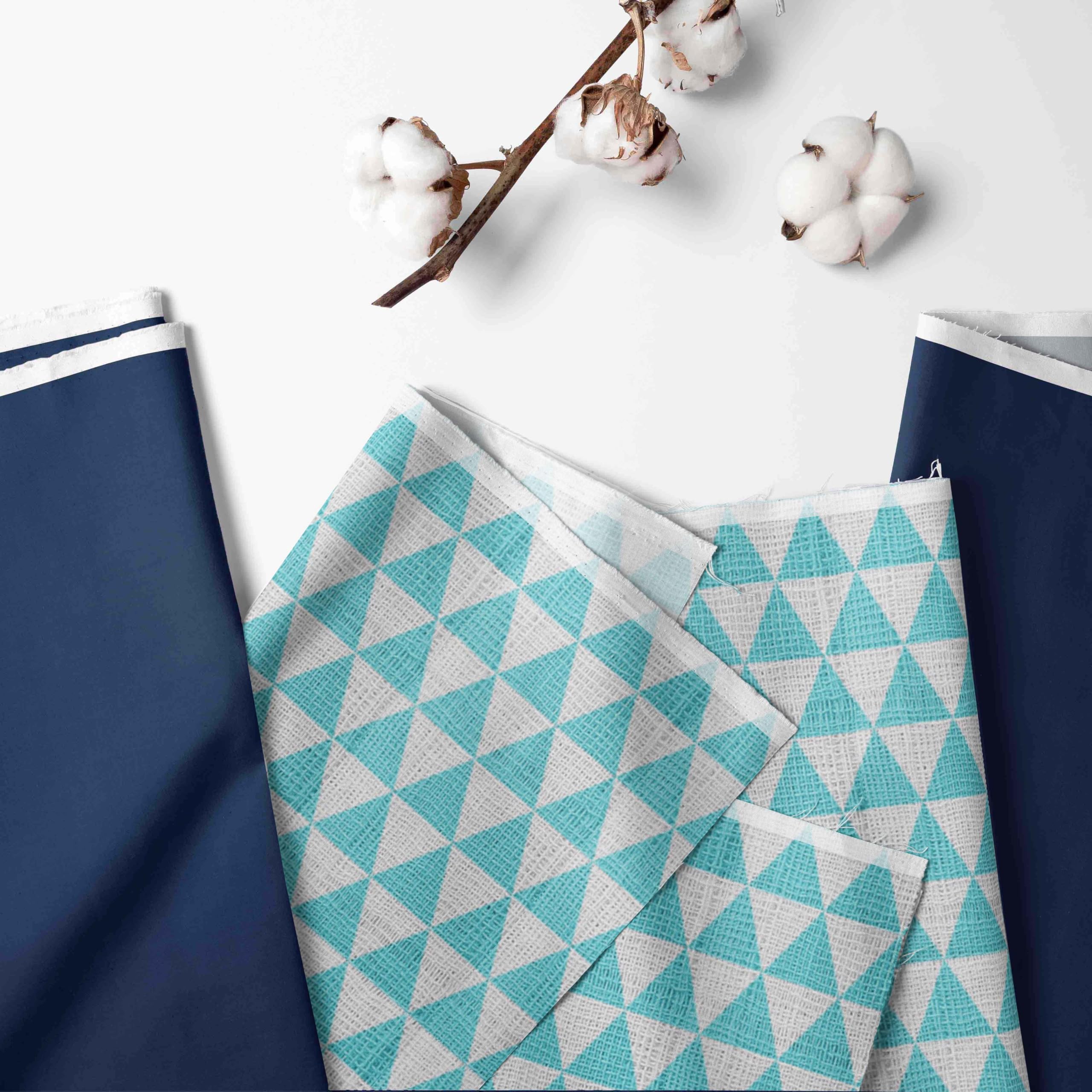 Bacati - Tribal/Aztec Muslin Quilted Changing Pad Cover (Small Triangles, Aqua/Navy)