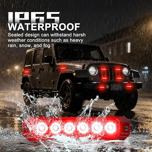 Miniatura 5 de Raryloy 6 luces LED estroboscópicas de montaje en superficie para camiones, automóvil, vehículo, mini parrilla, luz intermitente, cabeza de luz