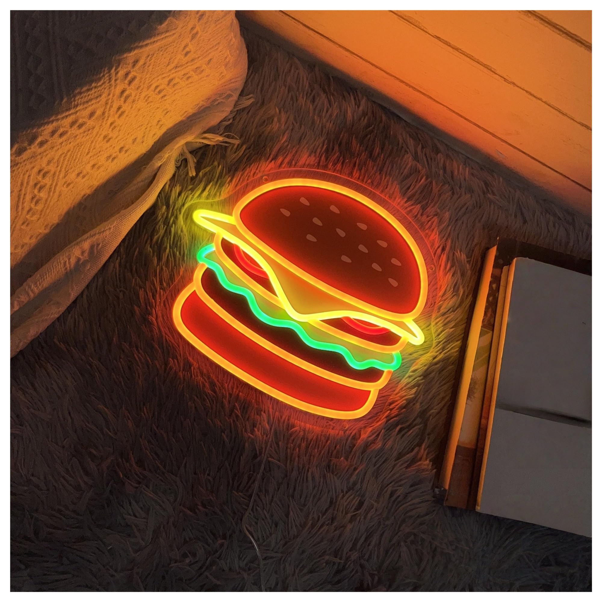 Insegna al Neon Insegna Al Neon A Per Hamburger, Luce A Con Stampa UV Per, Decorazione Da Parete Per Cucina Di Casa 30cmx35cm