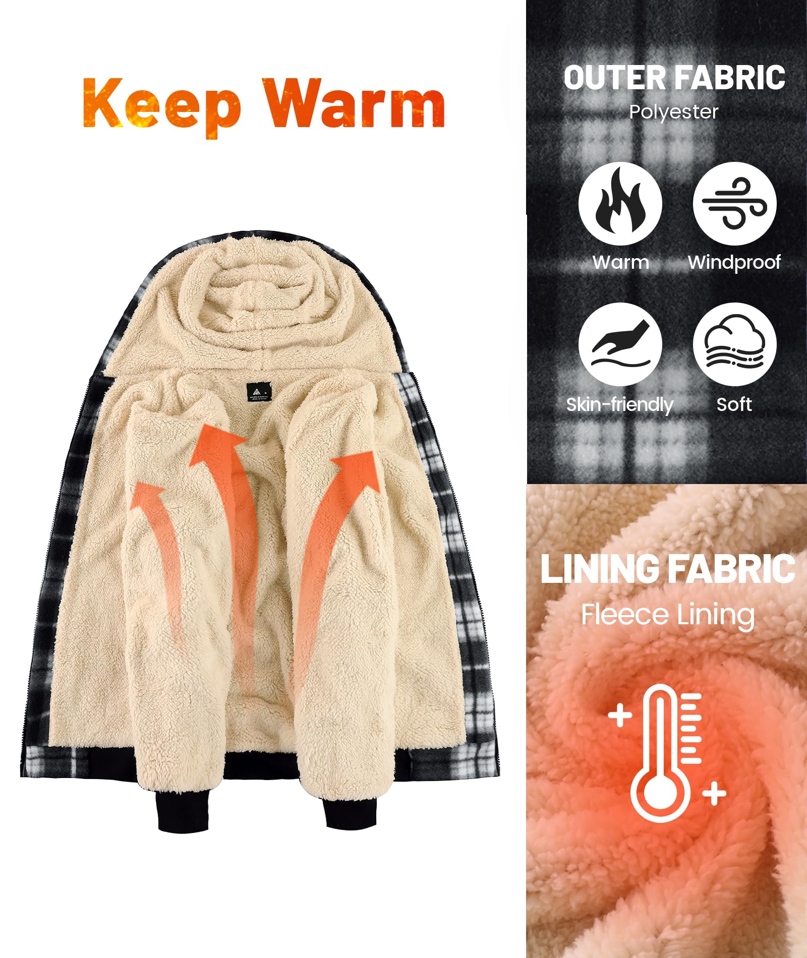 geeksport geeksport geeksport geeksport Felpa da Uomo con Cappuccio e Full Zip Fleece Hoodies for Men Sportive Inverno