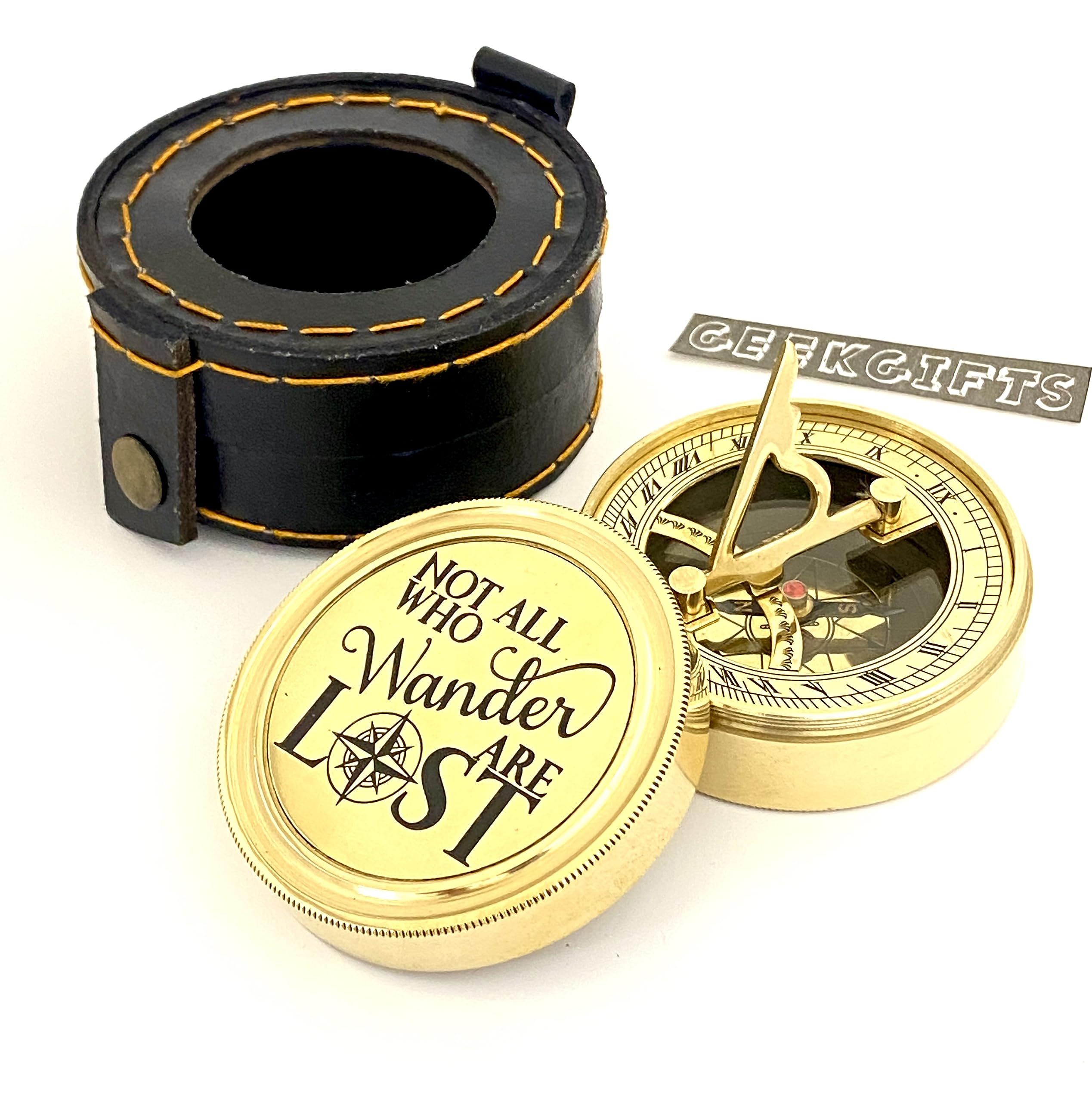 Brass Compass - Pocket Compass - Nautical Compass - NOT All WHO Wander are Lost - Handmade Gift - Gift for Men - Steampunk Accessory for Men - Compass Gift for Him - Unique Gifts for Men