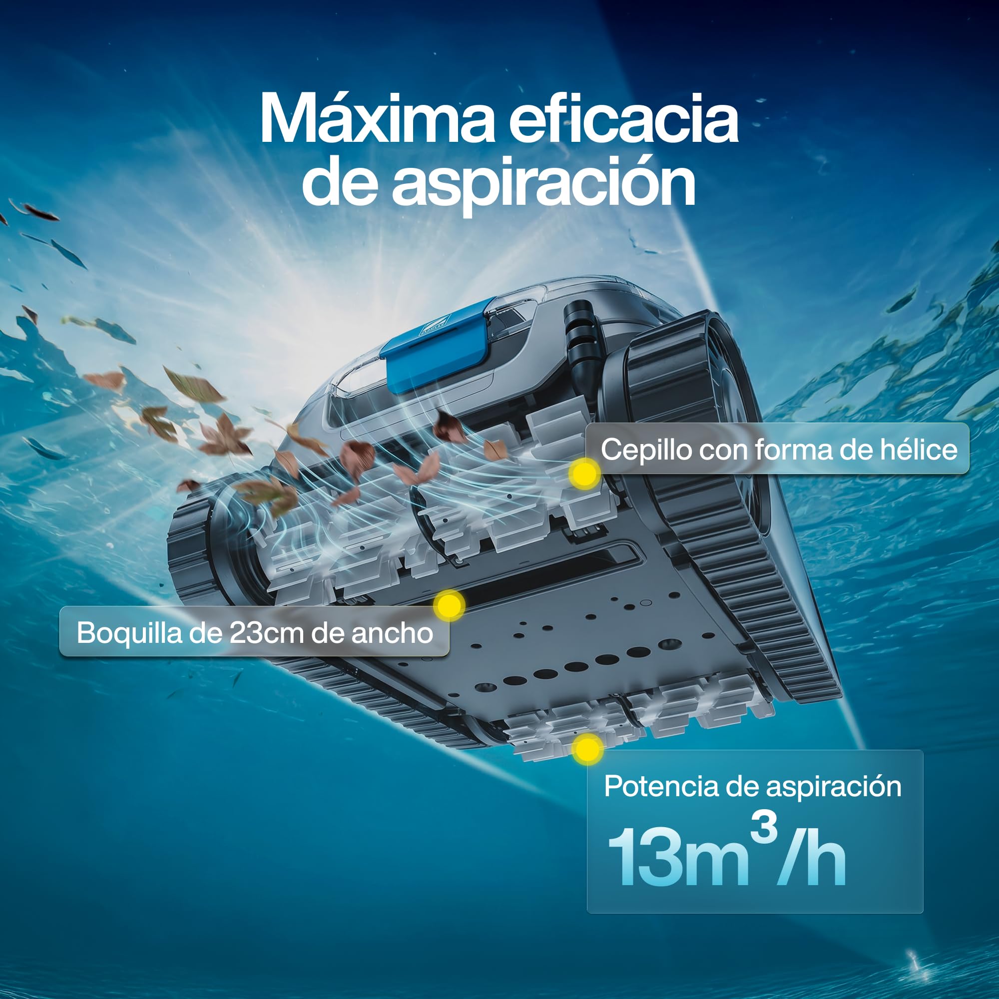 Zodiac CNX 30 iQ - Robot limpiafondos automatico con cable Piscina hasta 12x6m, Limpia Fondo, Paredes y Linea Flotación. Control vía App, Tecnología ciclónica - Incluye Cable de 18m y Doble filtración